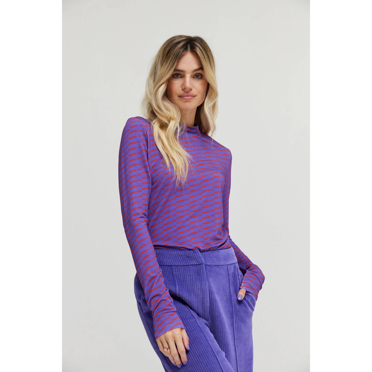 HARPER & YVE top JANE-LS met logo paars