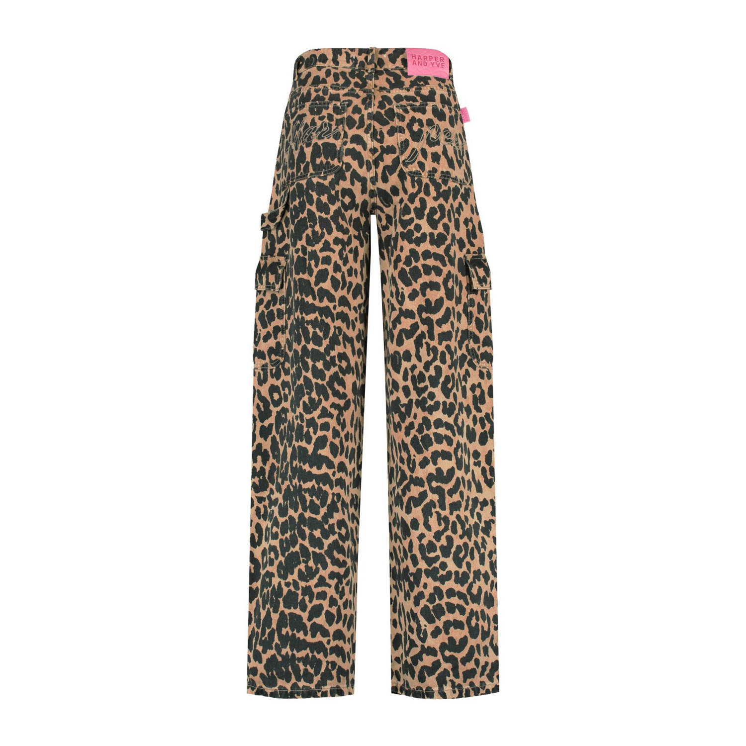 HARPER & YVE high waist wide leg jeans DANA-PA met panterprint bruin zwart