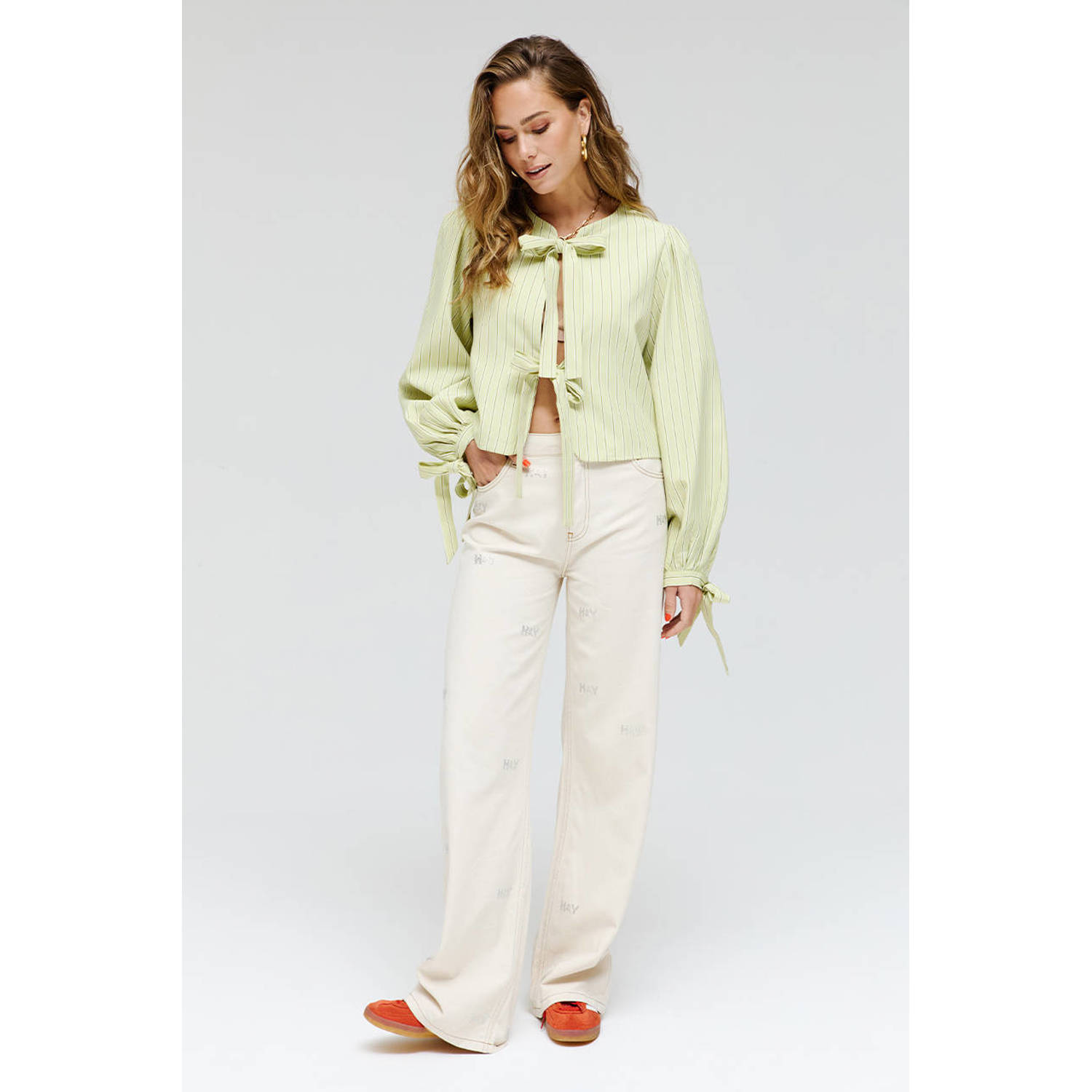 Harper & Yve Lange Mouw Blouse Josie-Ls Green Dames