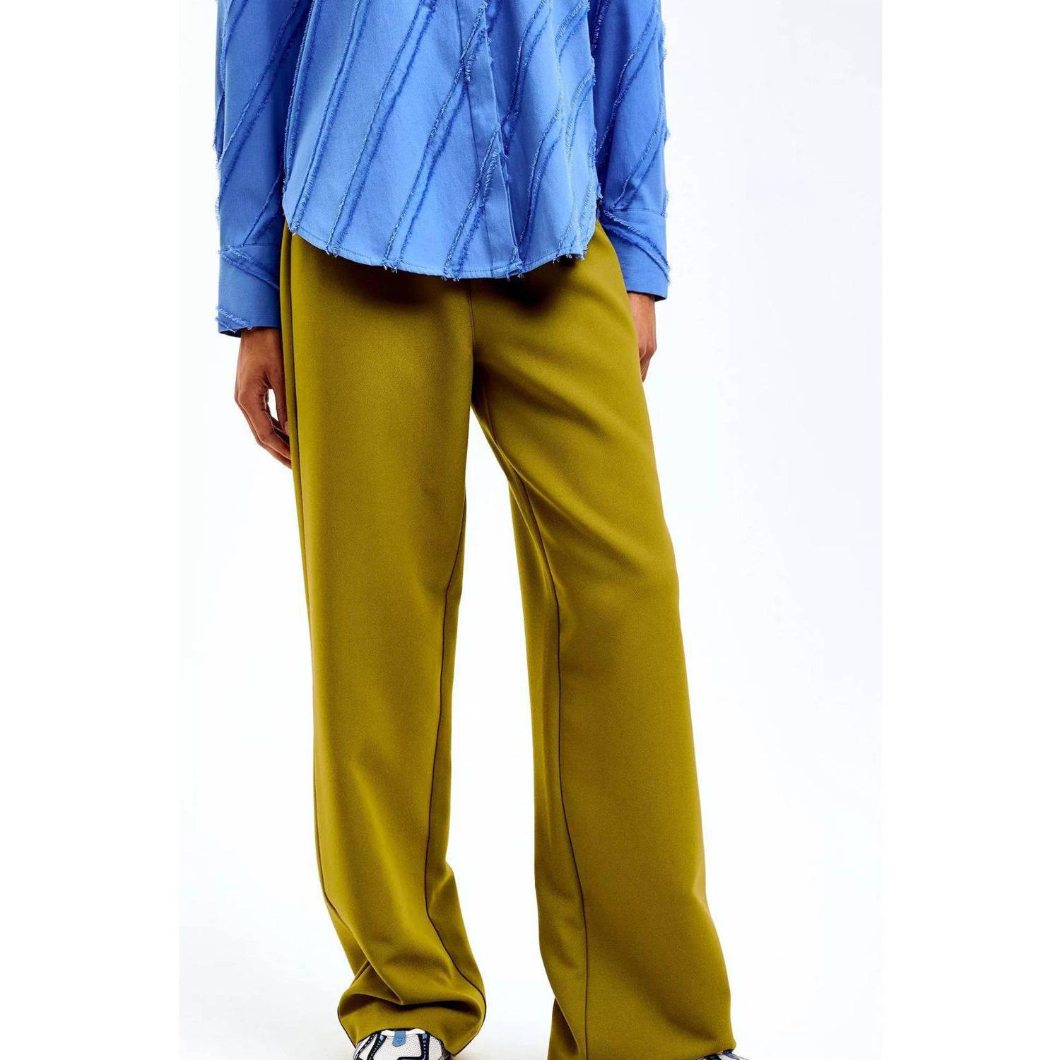 CKS high waist straight fit broek groen