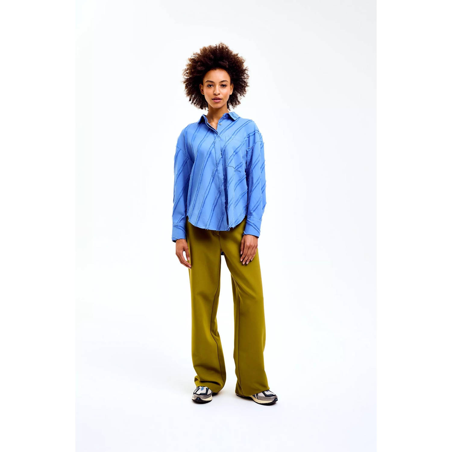 CKS high waist straight fit broek groen