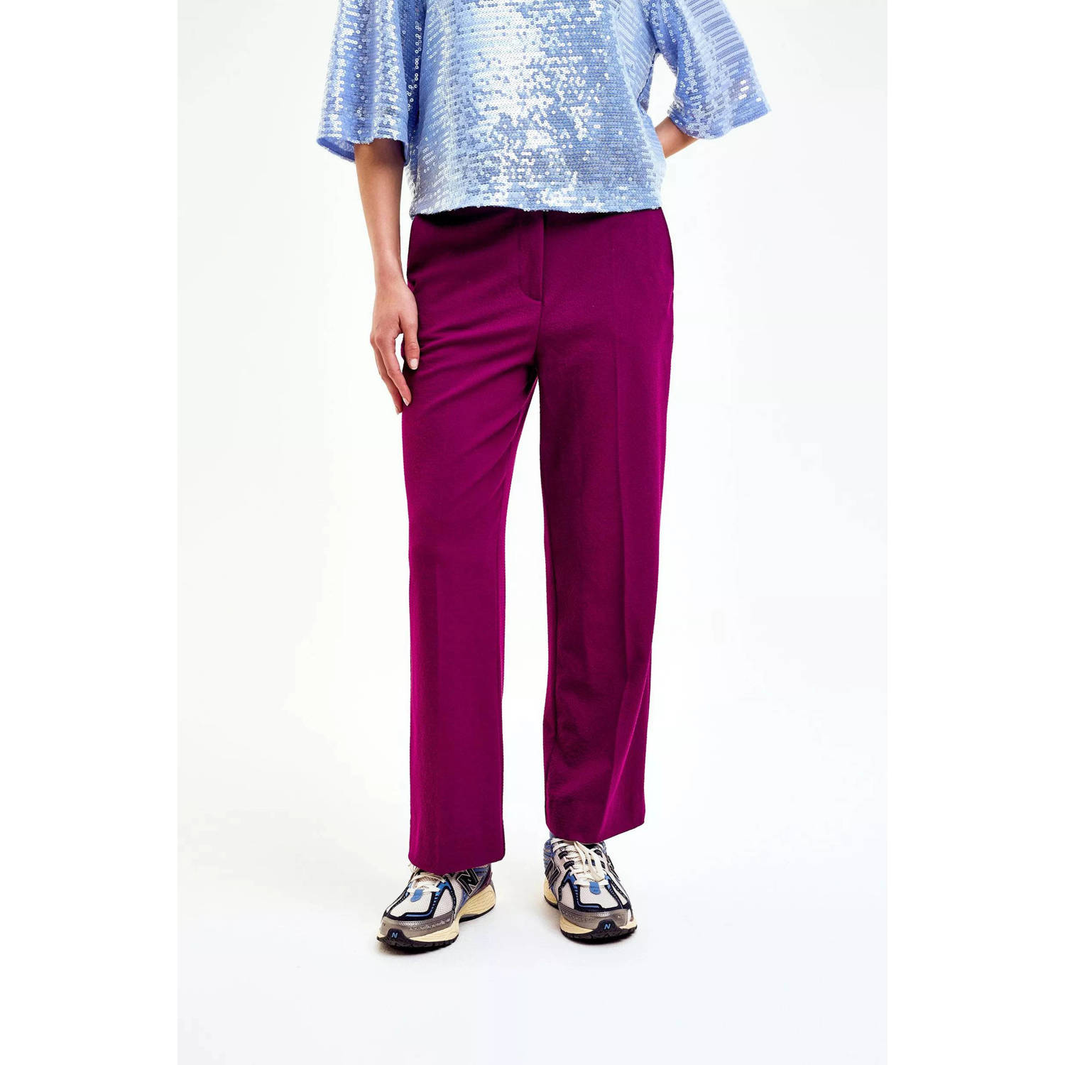 CKS high waist straight fit broek paars