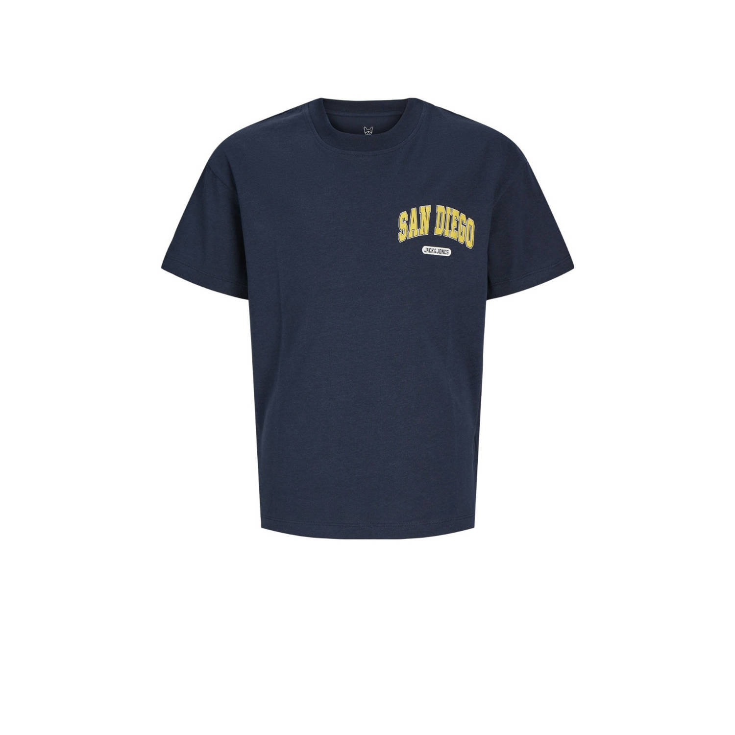 JACK & JONES JUNIOR T-shirt JJEBRADLEY met backprint donkerblauw