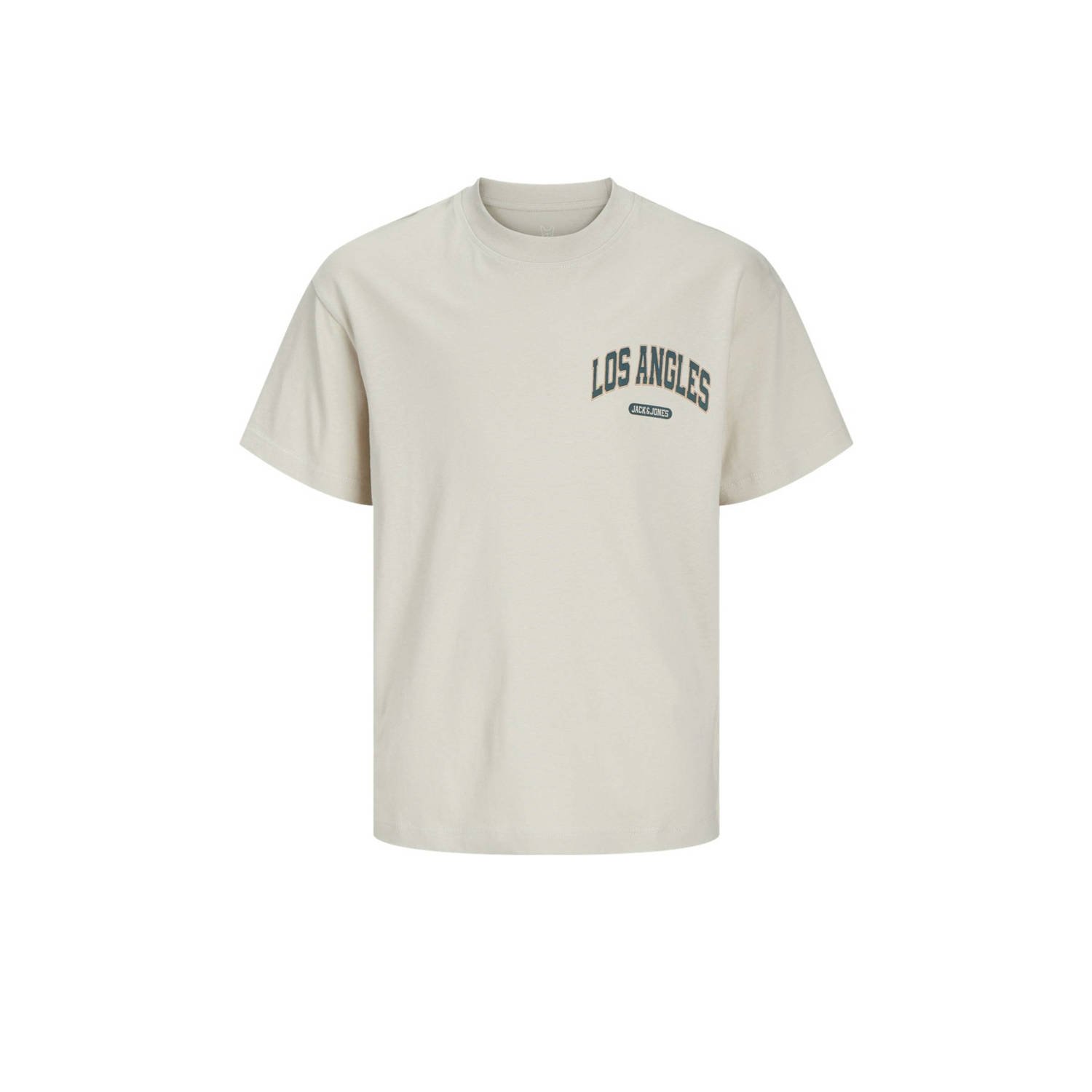 Jack & jones JUNIOR T-shirt JJEBRADLEY met backprint beige Ecru Jongens Katoen Ronde hals 140