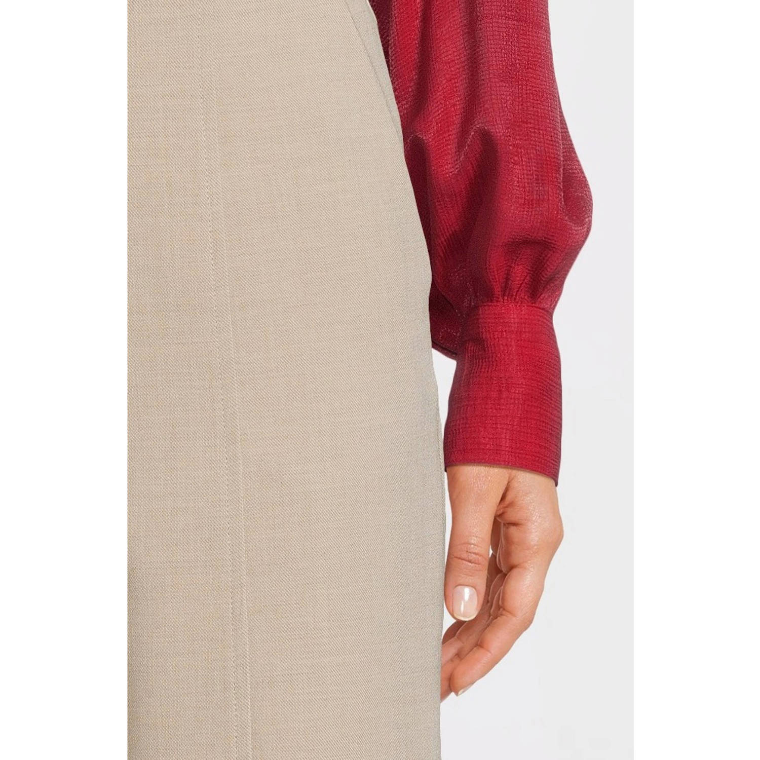 MSCH Copenhagen high waist wide leg broek beige