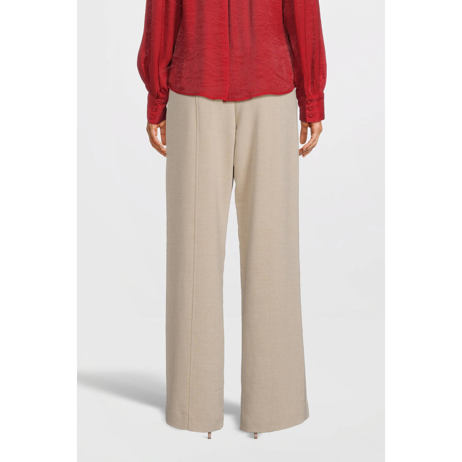 MSCH Copenhagen high waist wide leg broek beige