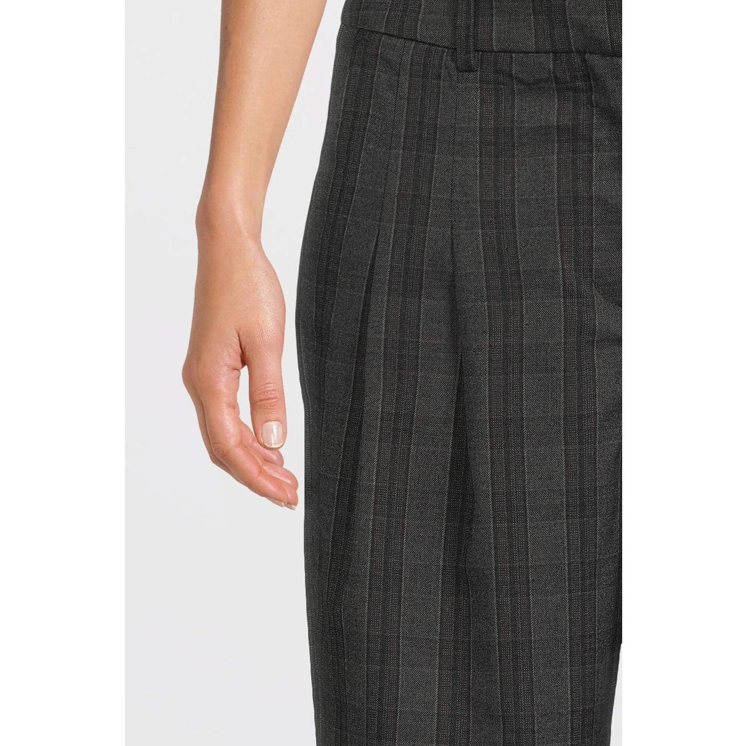 MSCH Copenhagen geruite wide leg broek Calile grijs