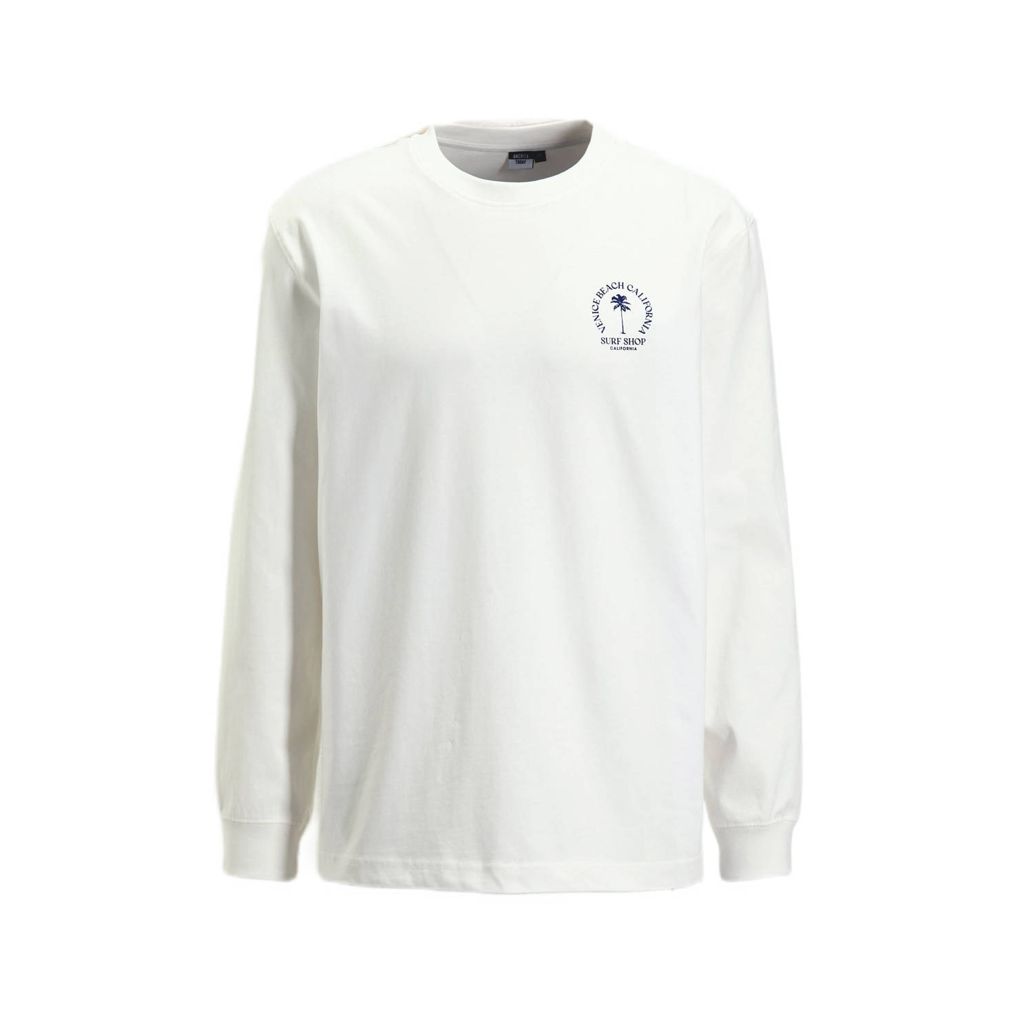 America Today regular fit longsleeve met backprint ecru