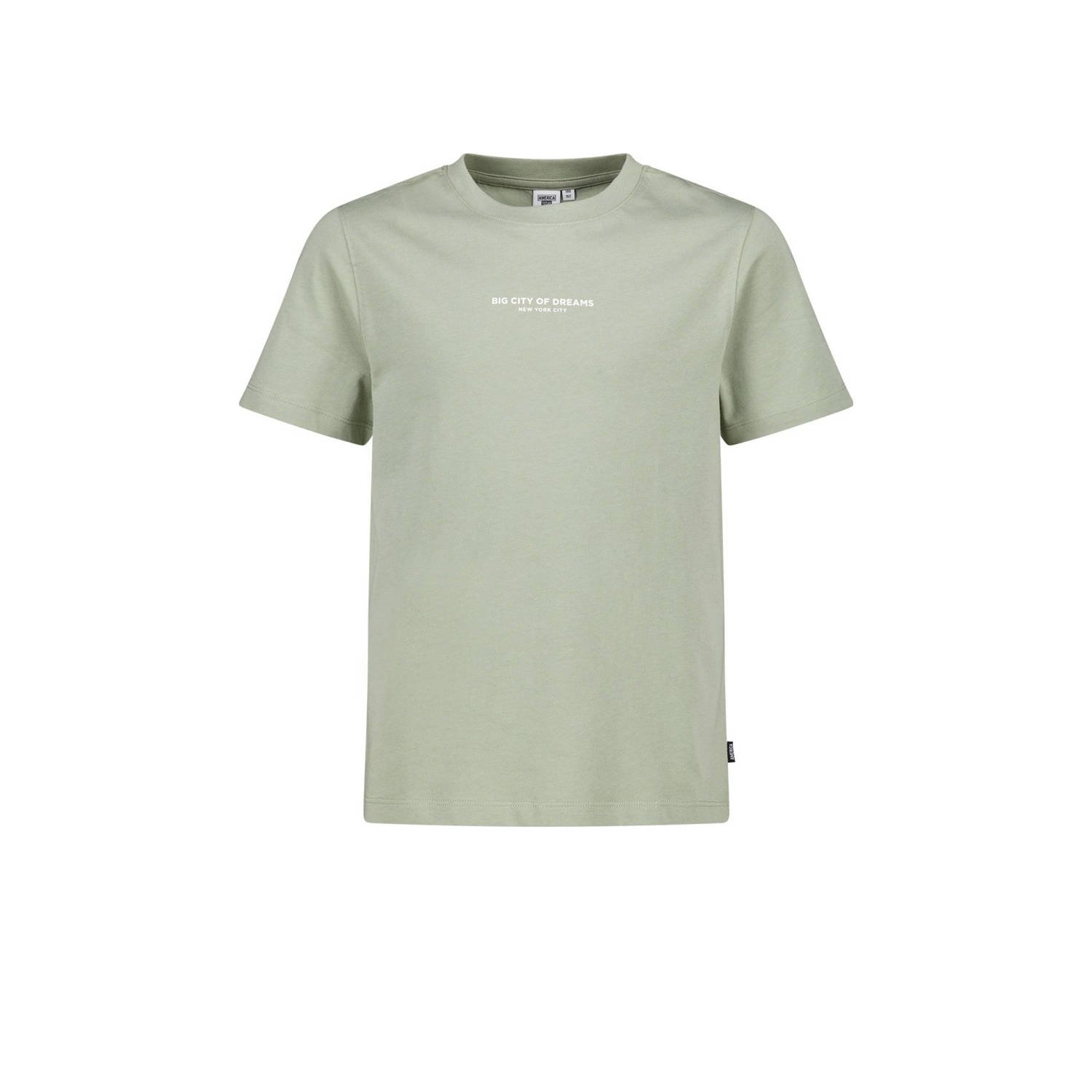 America Today T-shirt met backprint groen Jongens Biologisch katoen Ronde hals 122 128