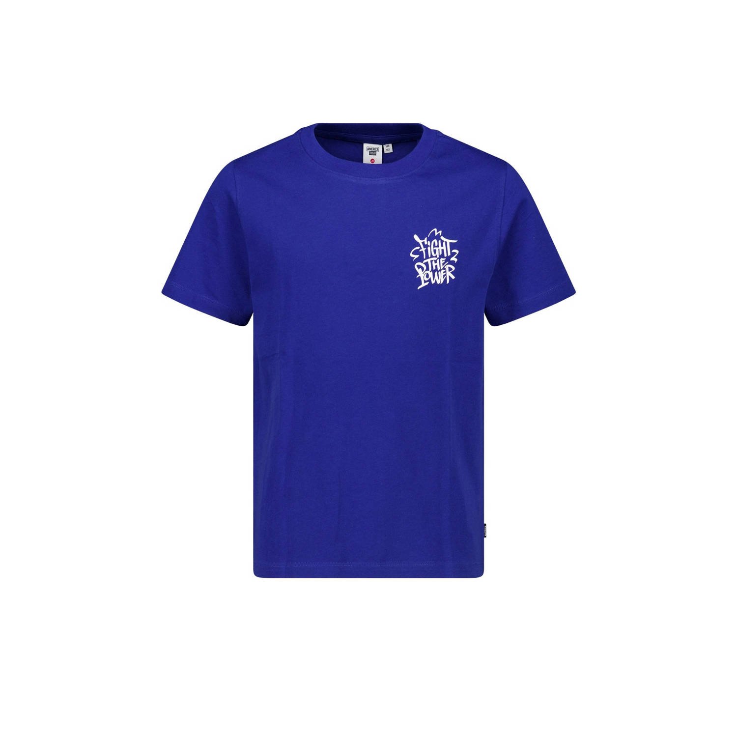 America Today T-shirt met backprint blauw Jongens Biologisch katoen Ronde hals 122 128