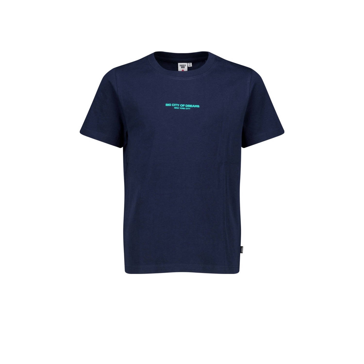 America Today T-shirt met backprint donkerblauw Jongens Biologisch katoen Ronde hals 134 140