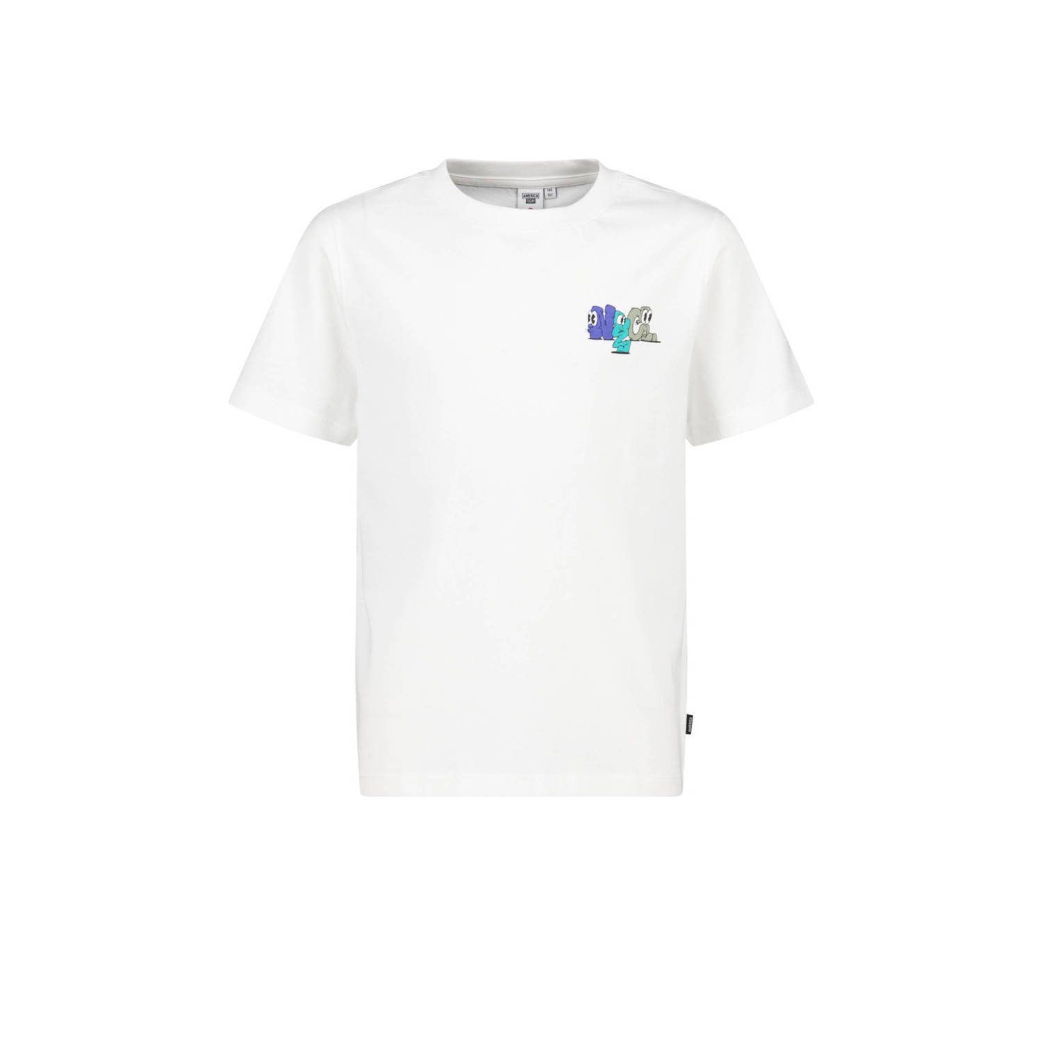 America Today T-shirt met backprint wit Jongens Biologisch katoen Ronde hals 122 128