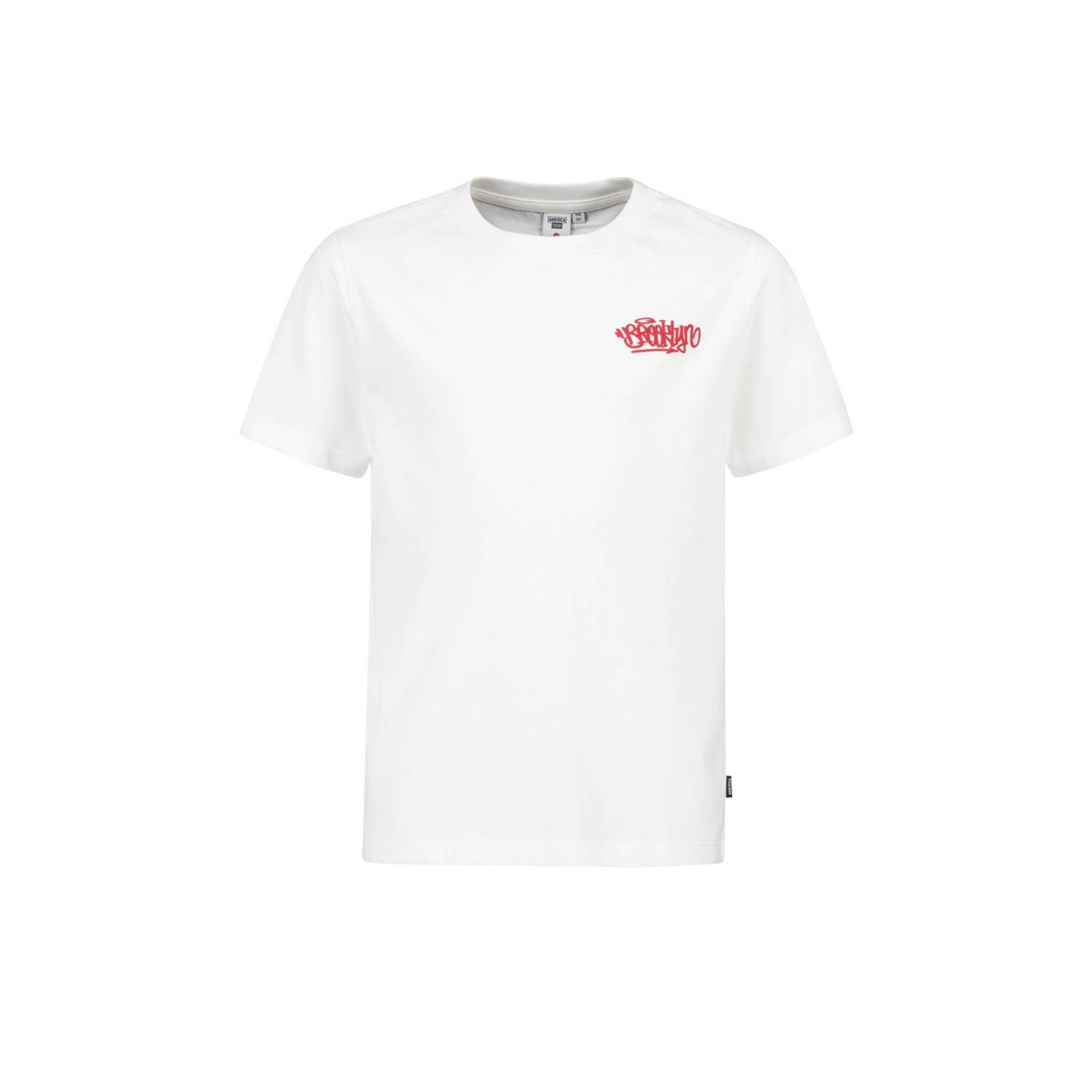 America Today T-shirt met backprint wit rood Jongens Katoen Ronde hals 122 128