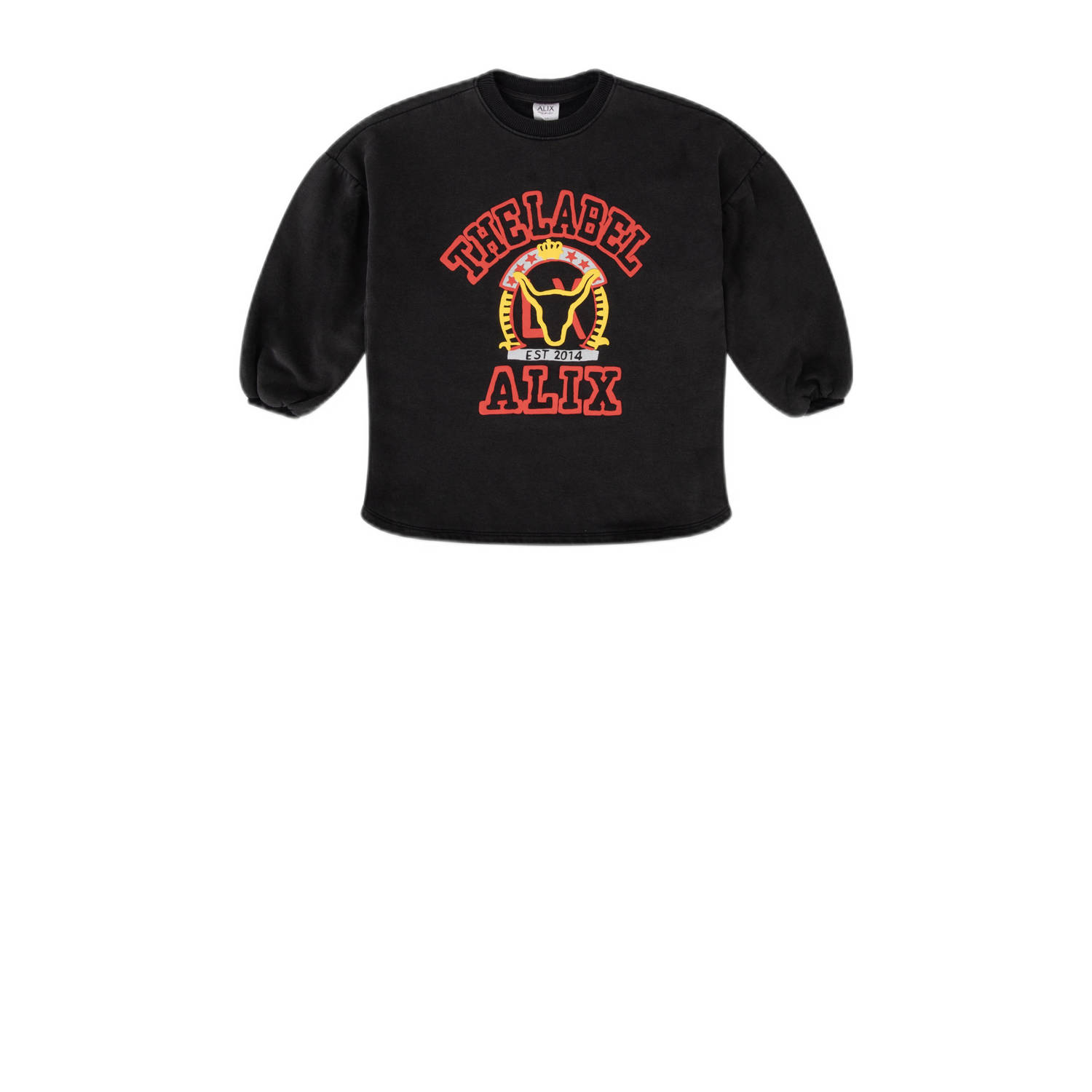 Alix the Label Alix Mini sweatjurk met printopdruk zwart rood geel