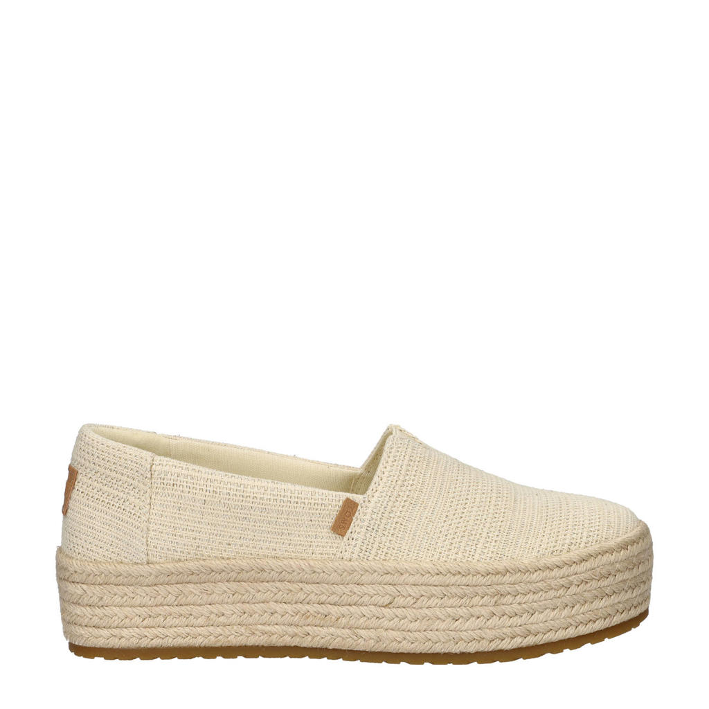 Ecru dames Toms espadrilles van textiel met plateauzool en effen
