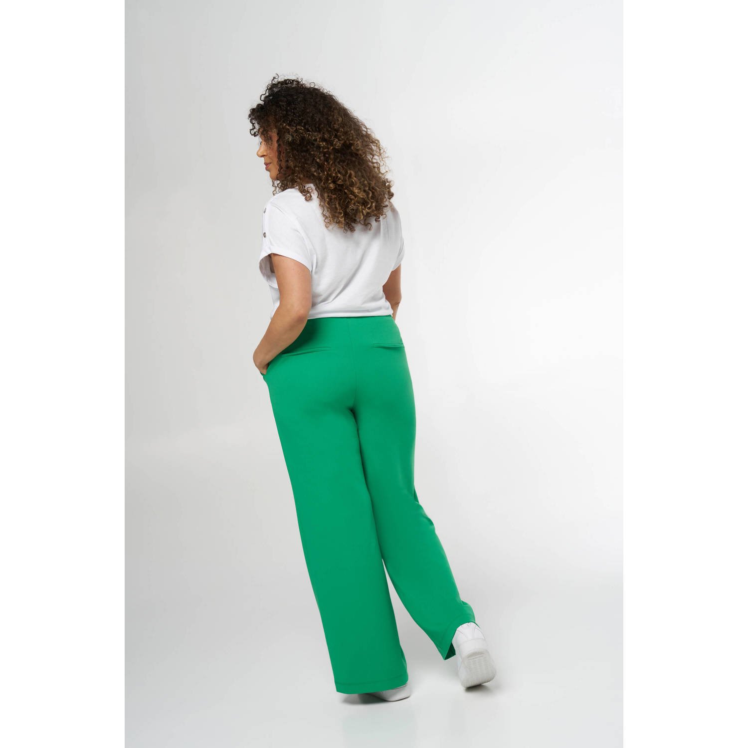 MS Mode high waist wide leg pantalon groen