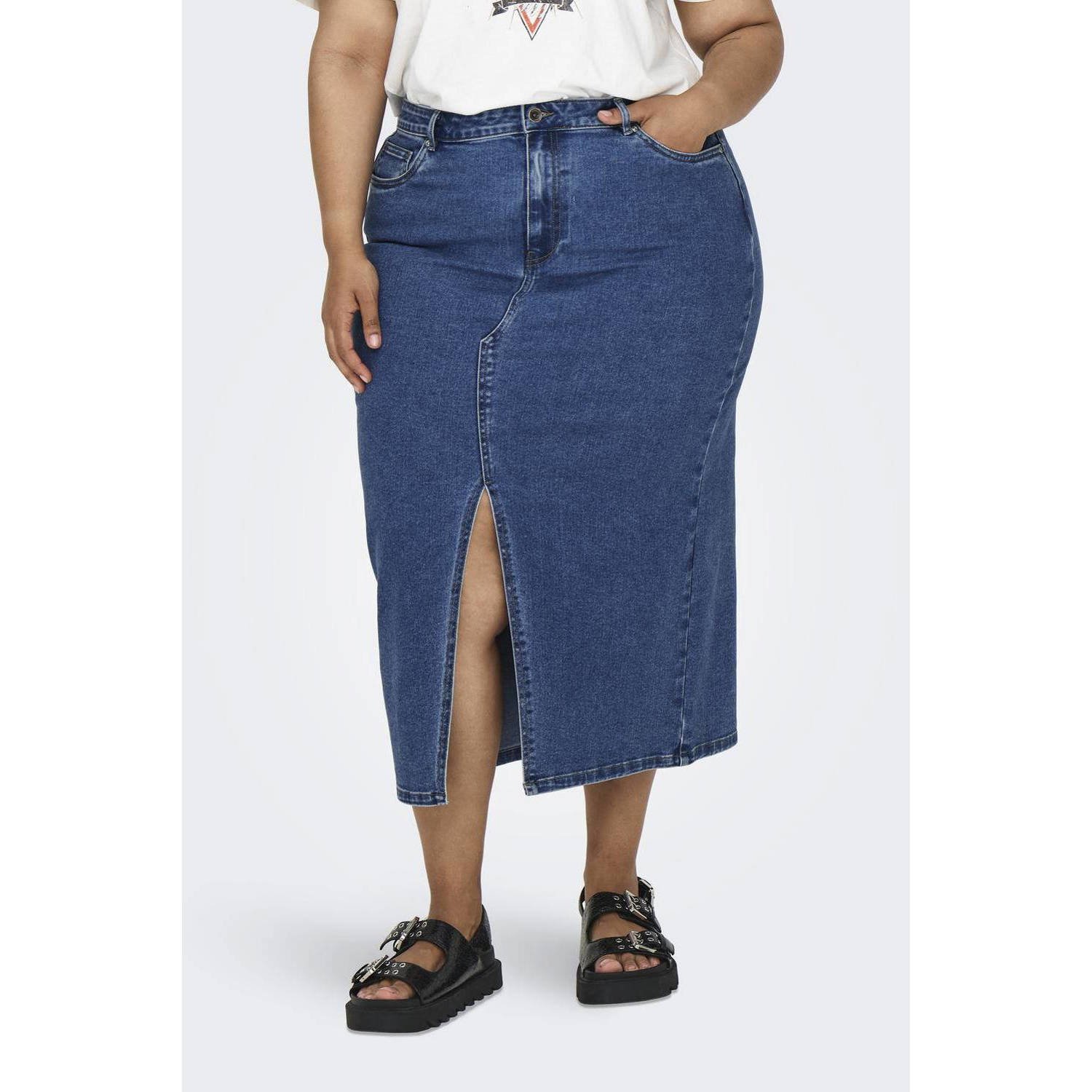 ONLY CARMAKOMA Jeans rok CARSIRI FRONT SLIT SKIRT DNM GUA NOOS