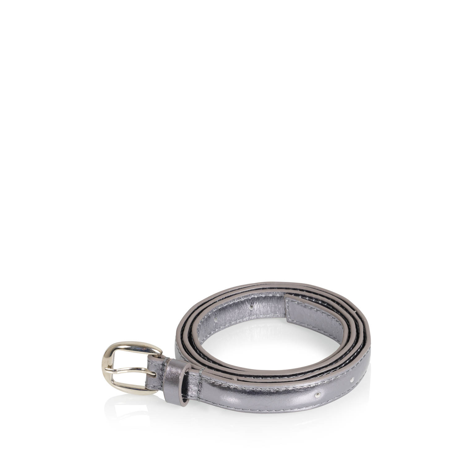 DWRS metallic leren riem Fiji zilverkleurig