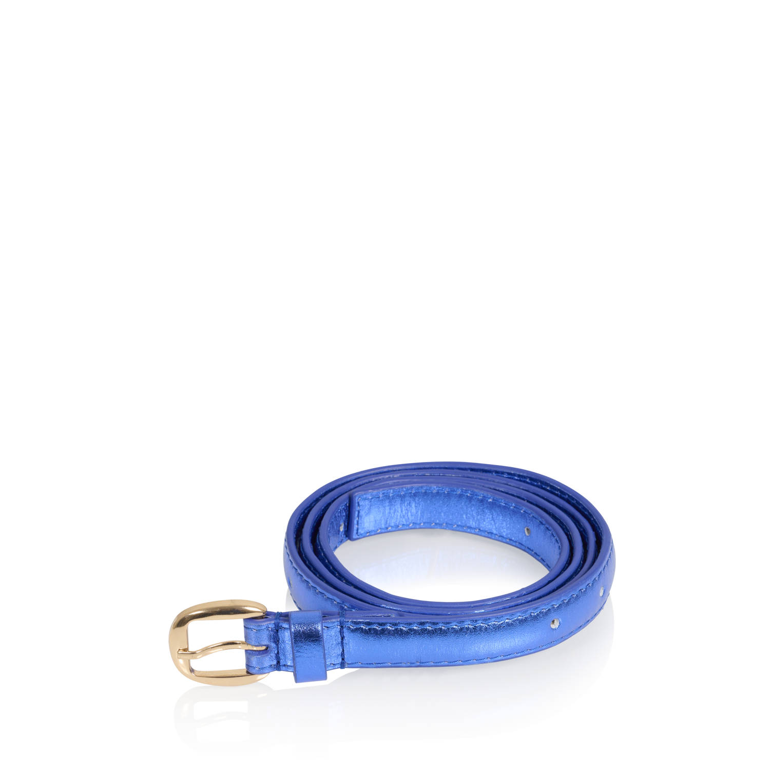 DWRS metallic leren Fiji riem blauw