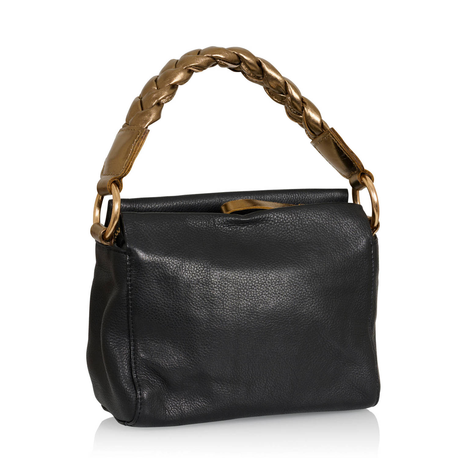DWRS metallic leren crossbody tas Molise zwart