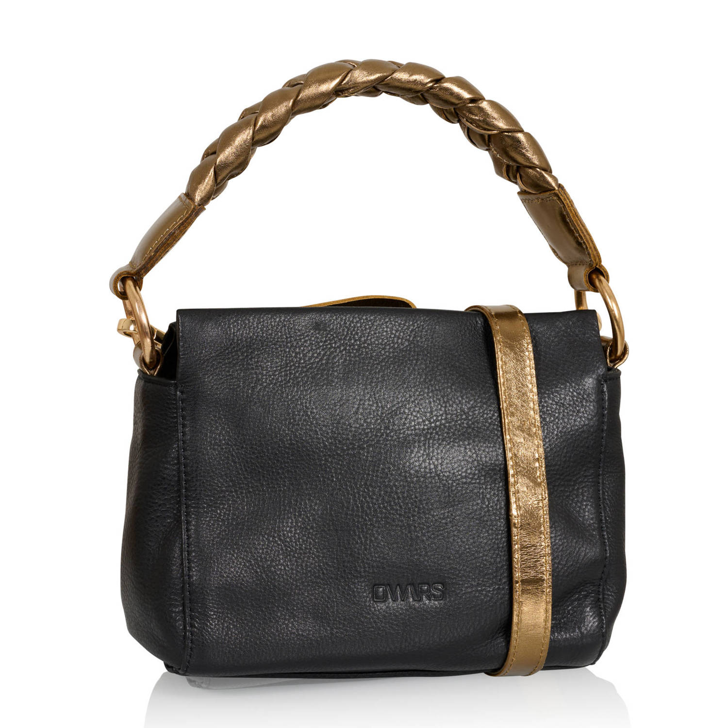 DWRS metallic leren crossbody tas Molise zwart