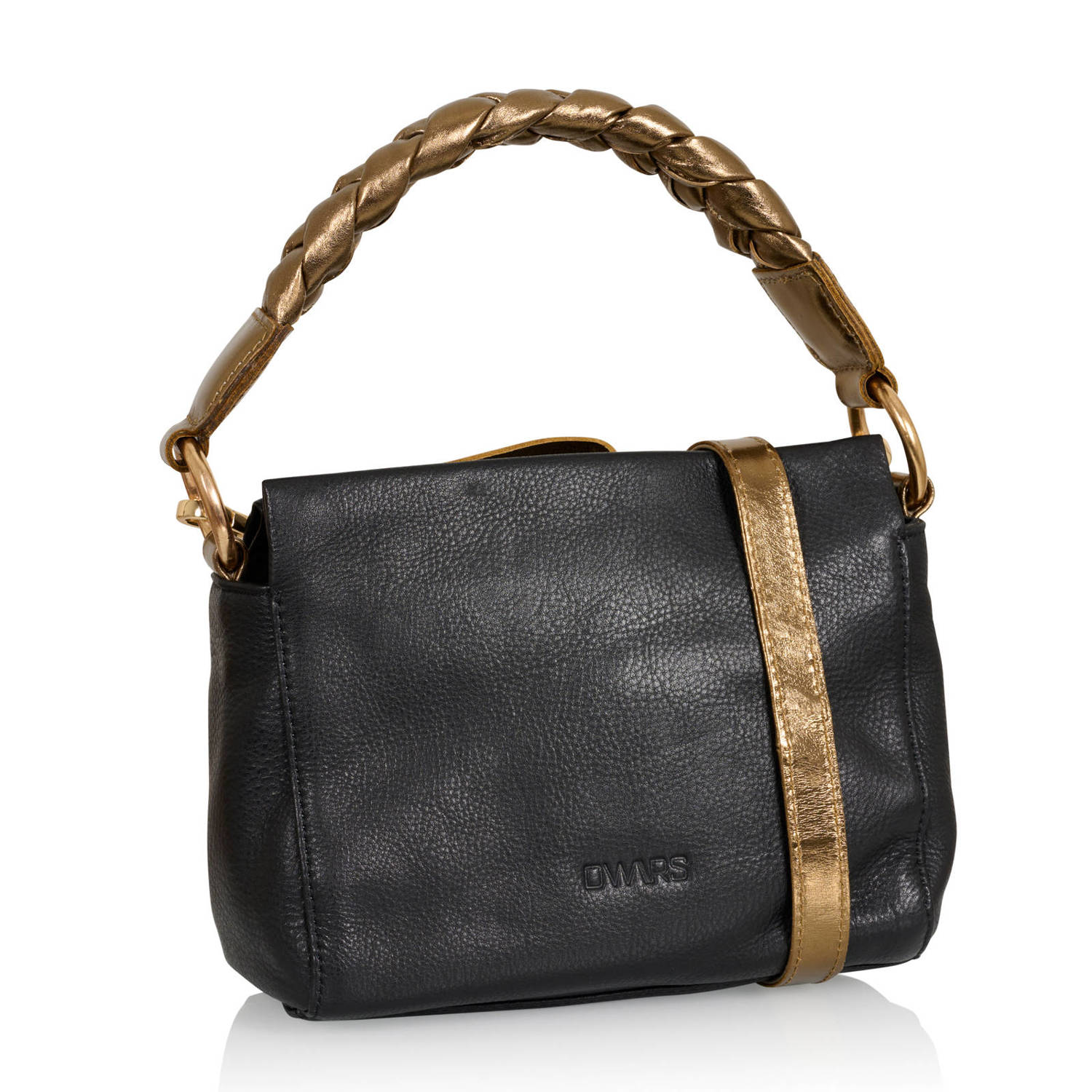 DWRS metallic leren crossbody tas Molise zwart