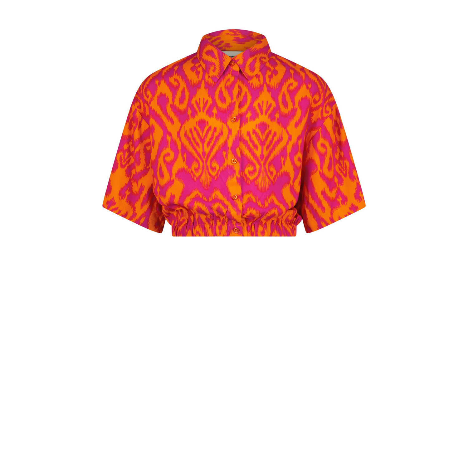 Raizzed blouse Mona met all over print fuchsia oranje Roze Viscose Klassieke kraag 140