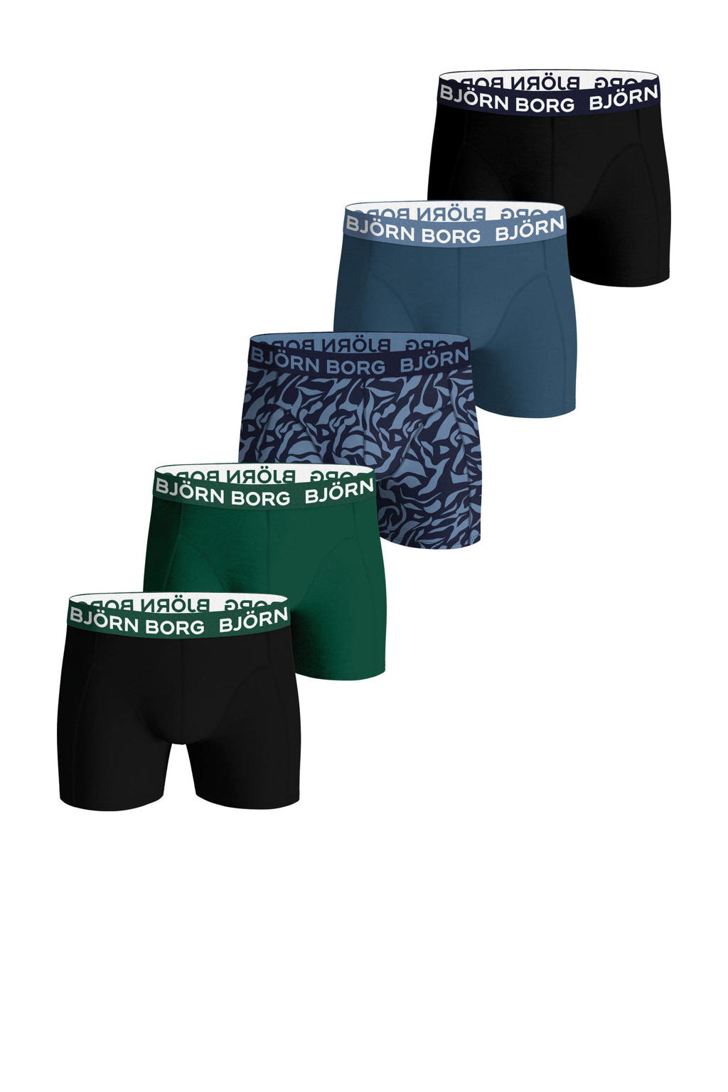 Björn Borg   boxershort Core - set van 5 groen/blauw/zwart