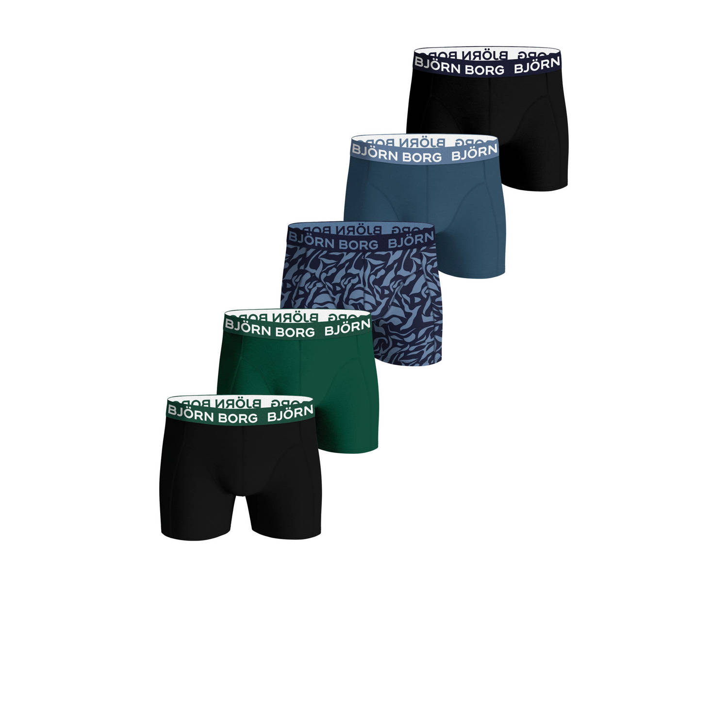 Björn Borg boxershort Core set van 5 groen blauw zwart