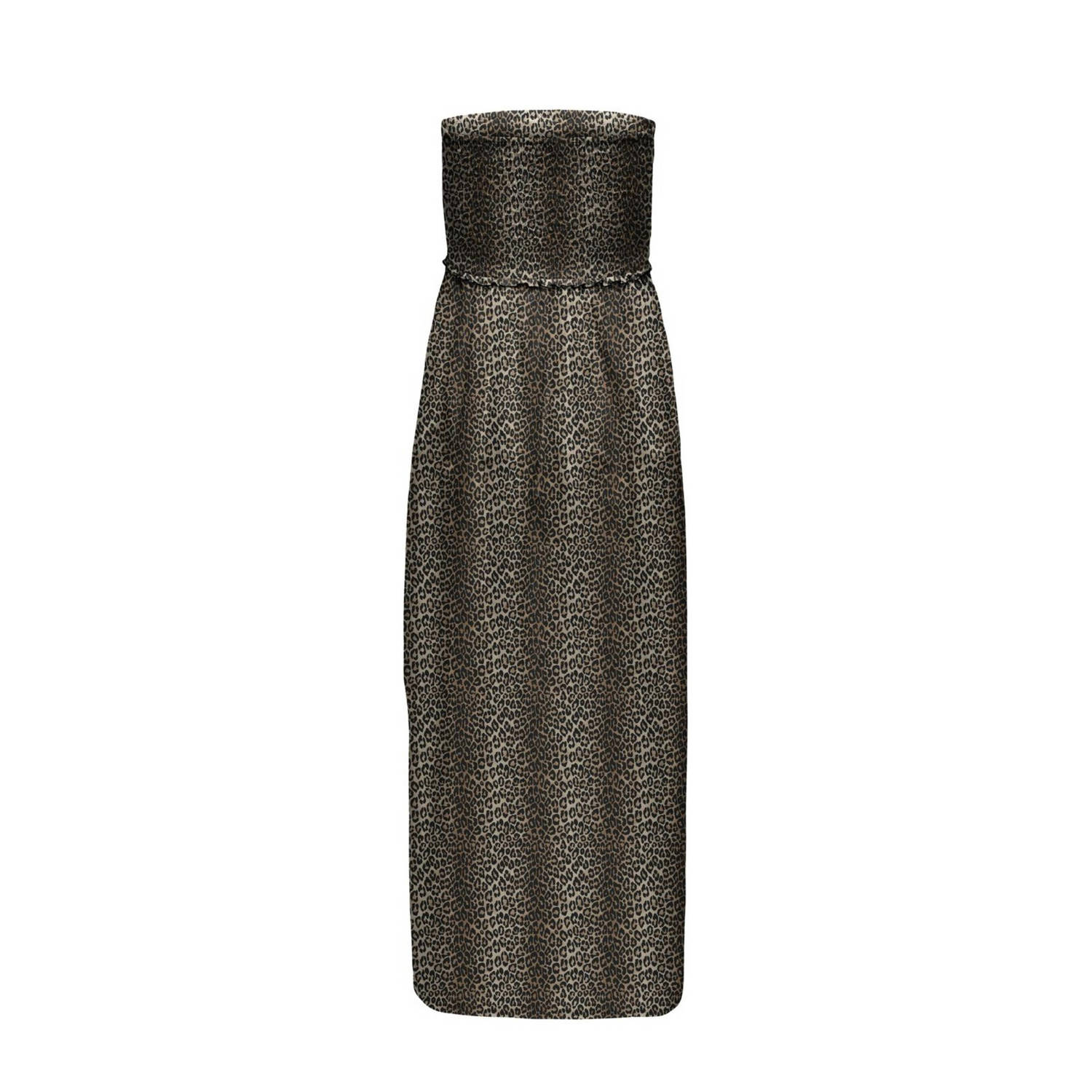 ONLY maxi jurk ONLCLAUDIA bruin zwart
