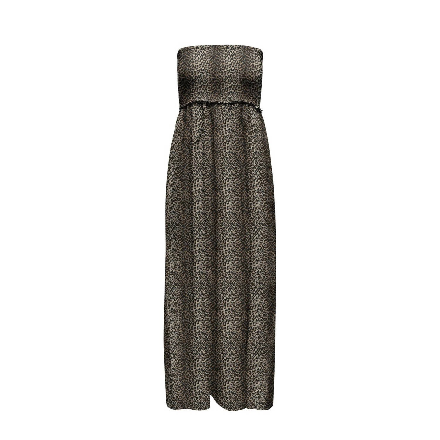 ONLY maxi jurk ONLCLAUDIA bruin zwart