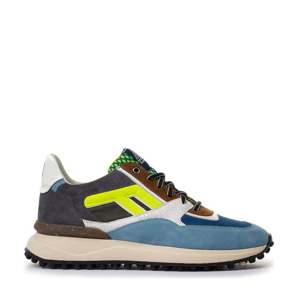 Lichtblauwe heren Floris van Bommel Noppi 29.03 suède sneakers met veters