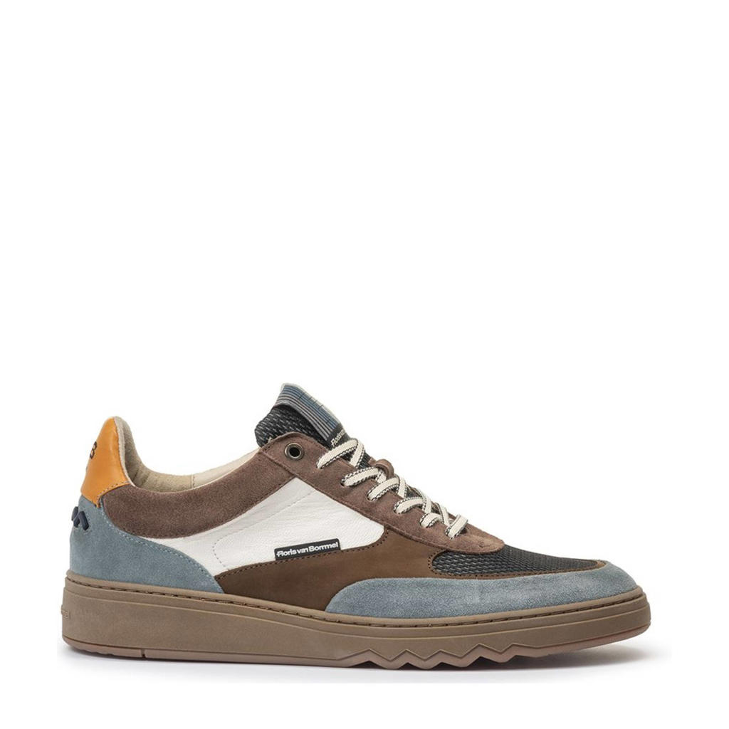 Taupe heren Floris van Bommel De Kupster 05.09 suède sneakers met veters