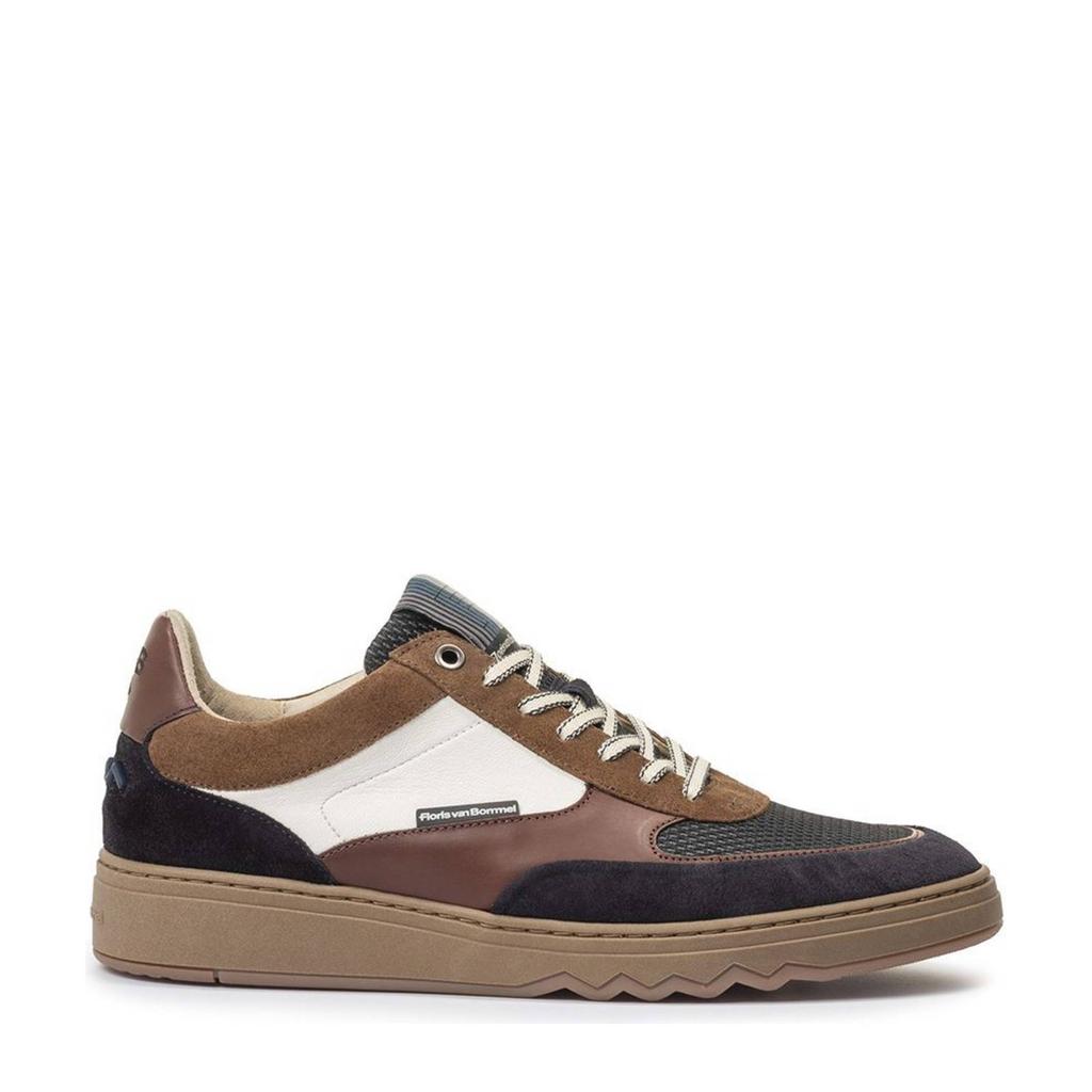 Cognackleurige heren Floris van Bommel De Kupster 05.12 suède sneakers met veters