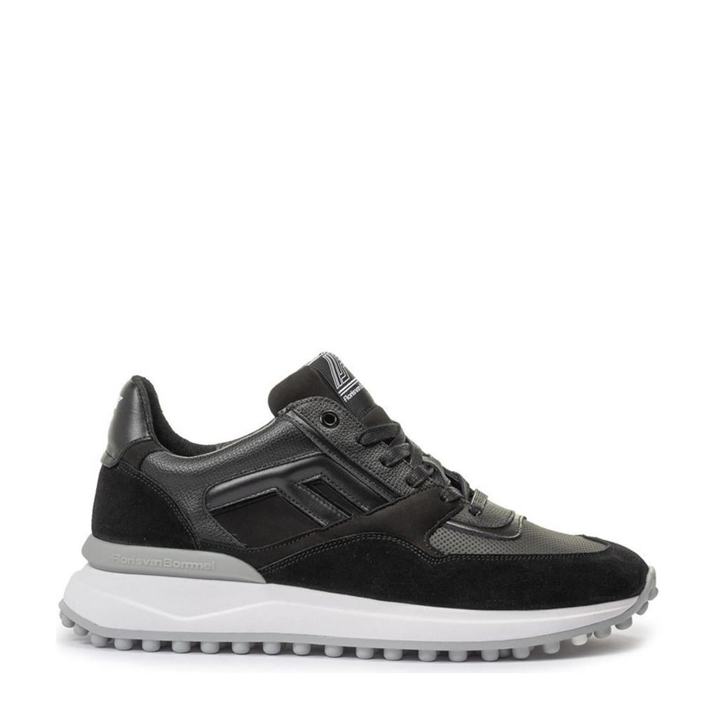 Zwarte heren Floris van Bommel Noppi 29.15 suède sneakers met veters