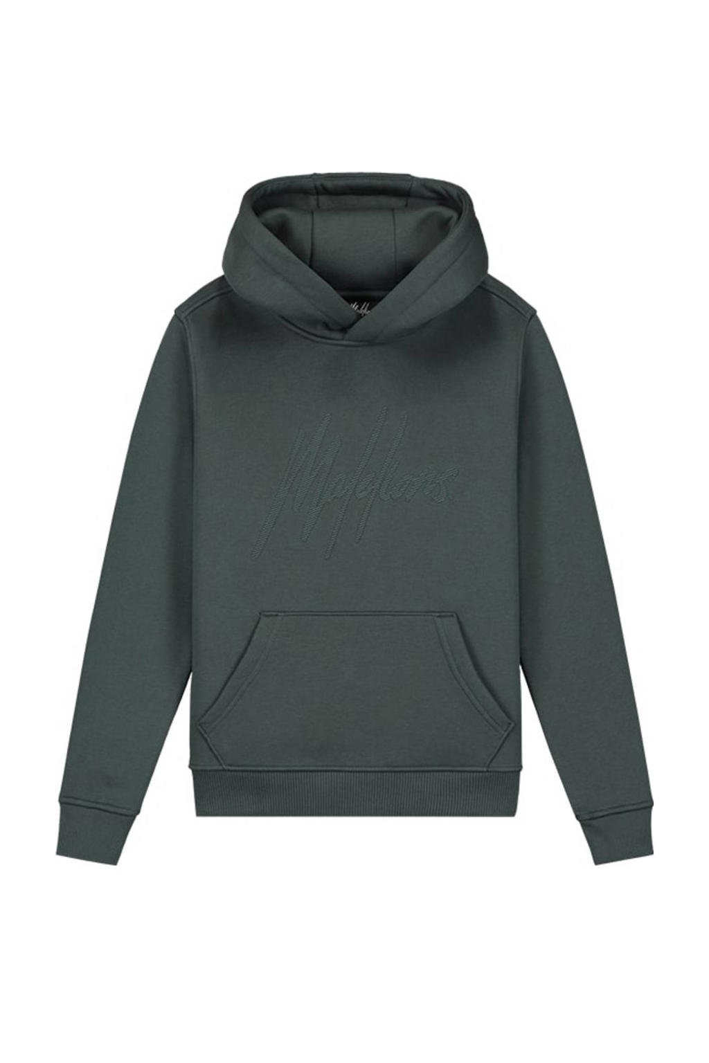 Groene jongens Malelions hoodie Striped Signature van katoen met printopdruk, lange mouwen en capuchon