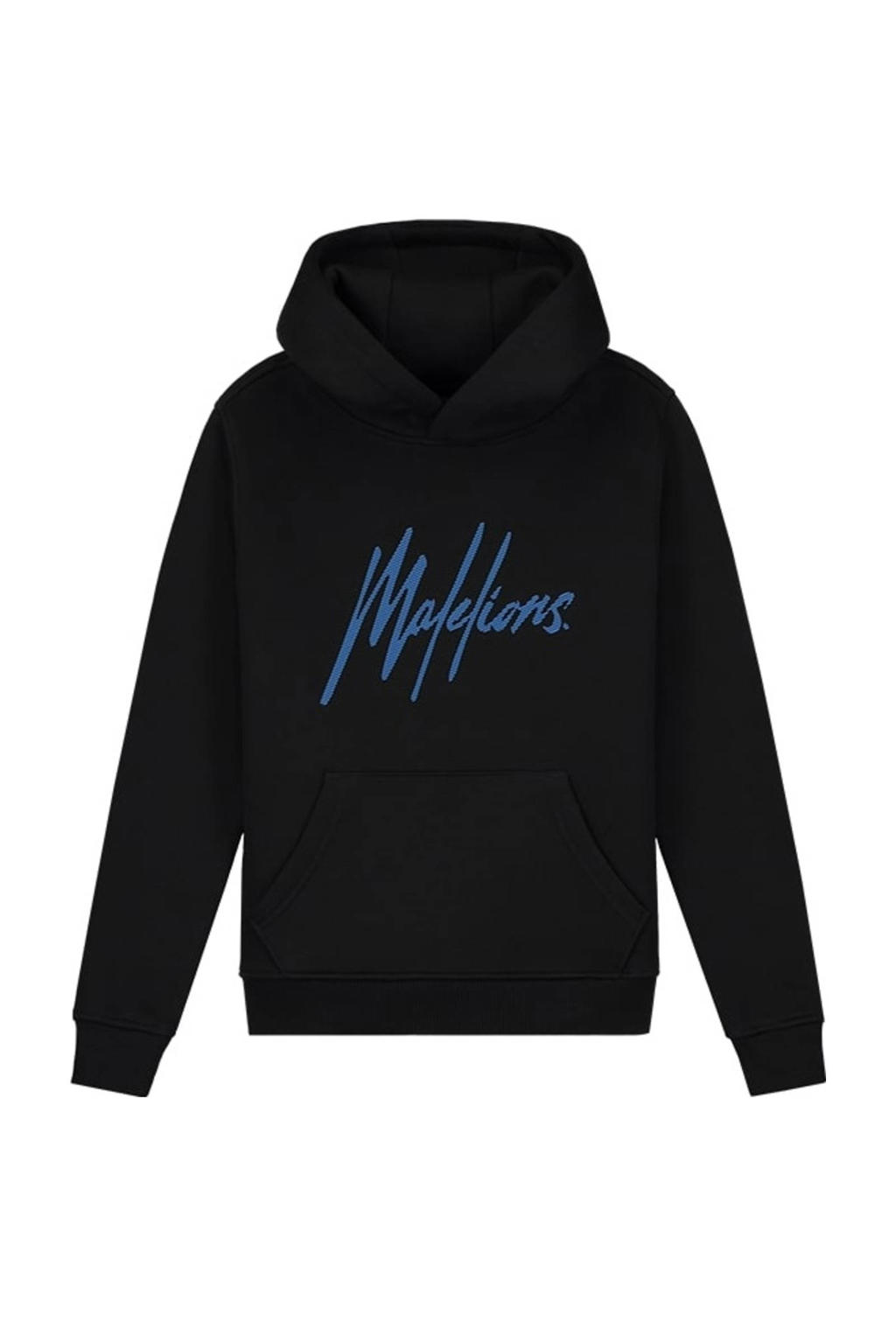 Zwart en blauwe jongens Malelions hoodie Striped Signature kobalt van katoen met printopdruk, lange mouwen en capuchon