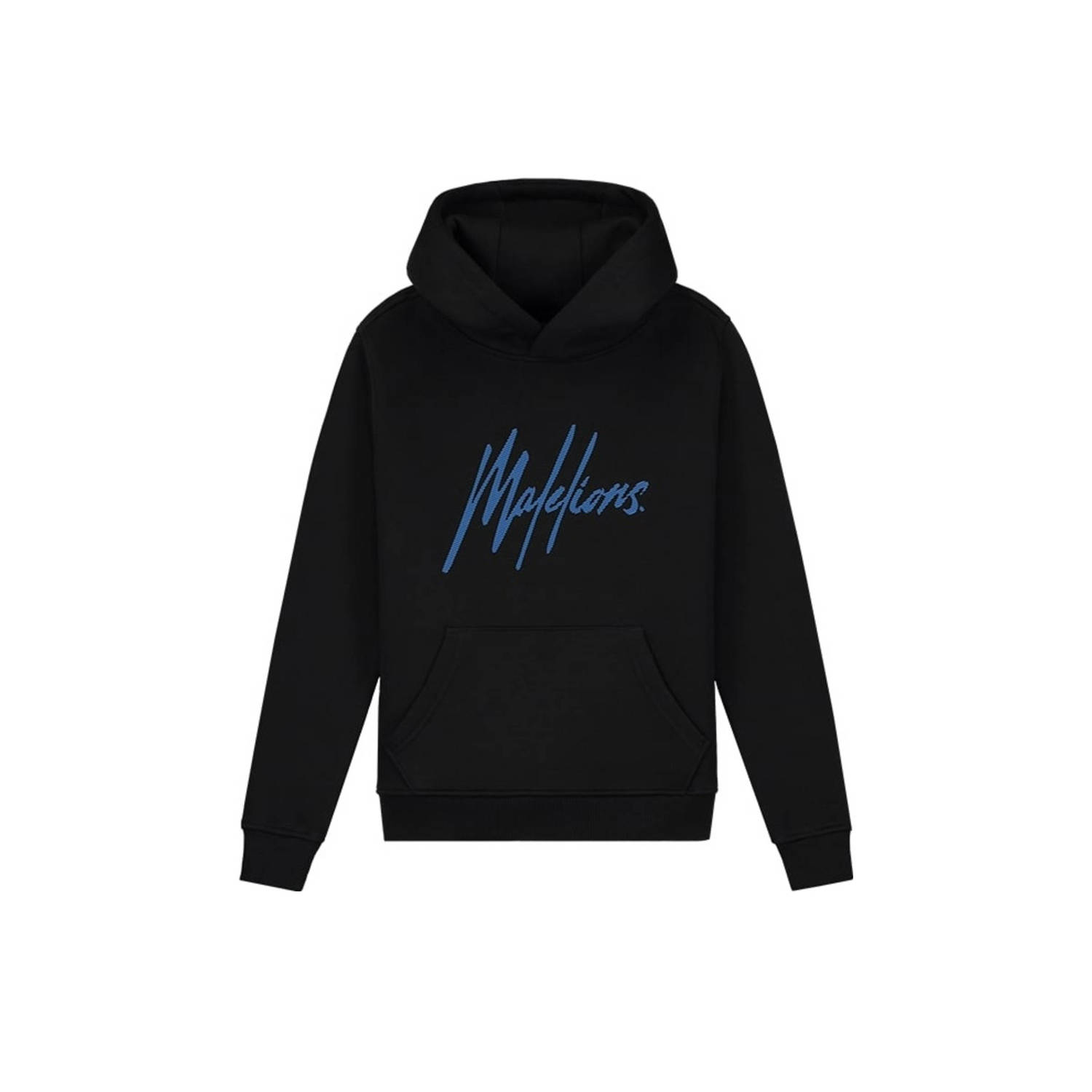 Malelions hoodie Striped Signature met printopdruk zwart kobalt blauw