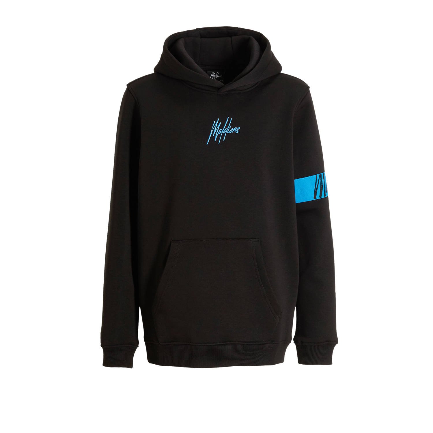 Malelions hoodie Captain met logo zwart kobalt blauw