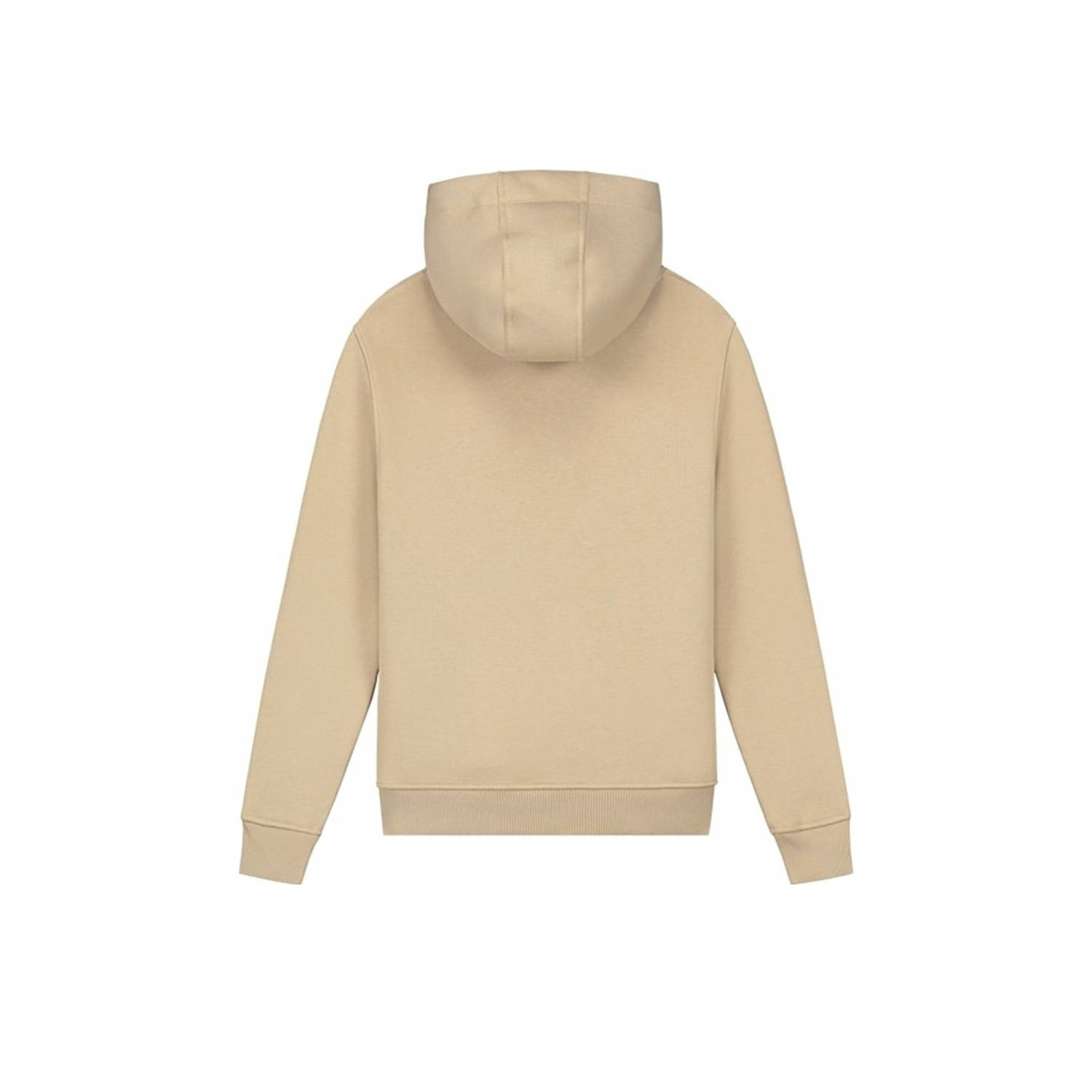 Malelions hoodie Striped Signature met printopdruk beige donkerblauw