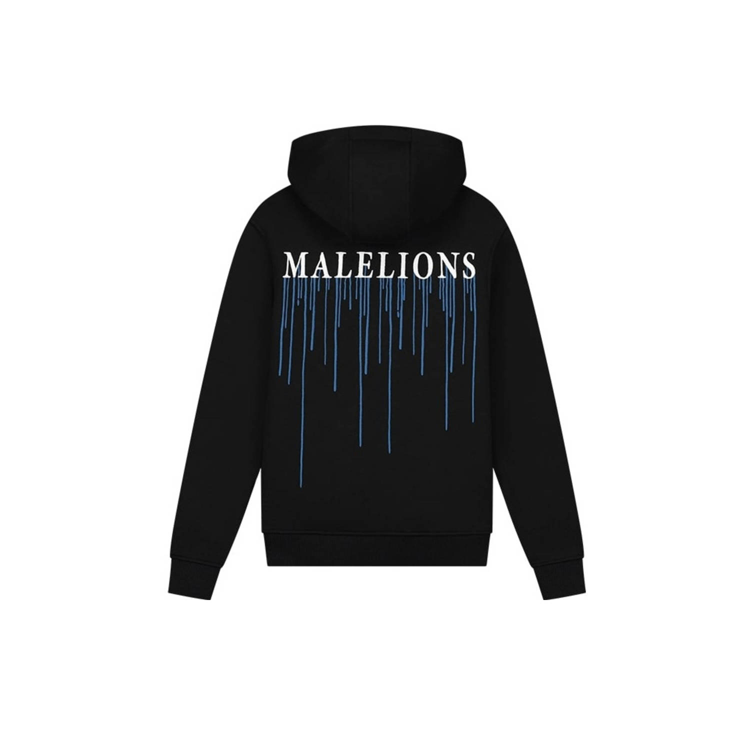 Malelions hoodie Painter met backprint zwart kobalt blauw