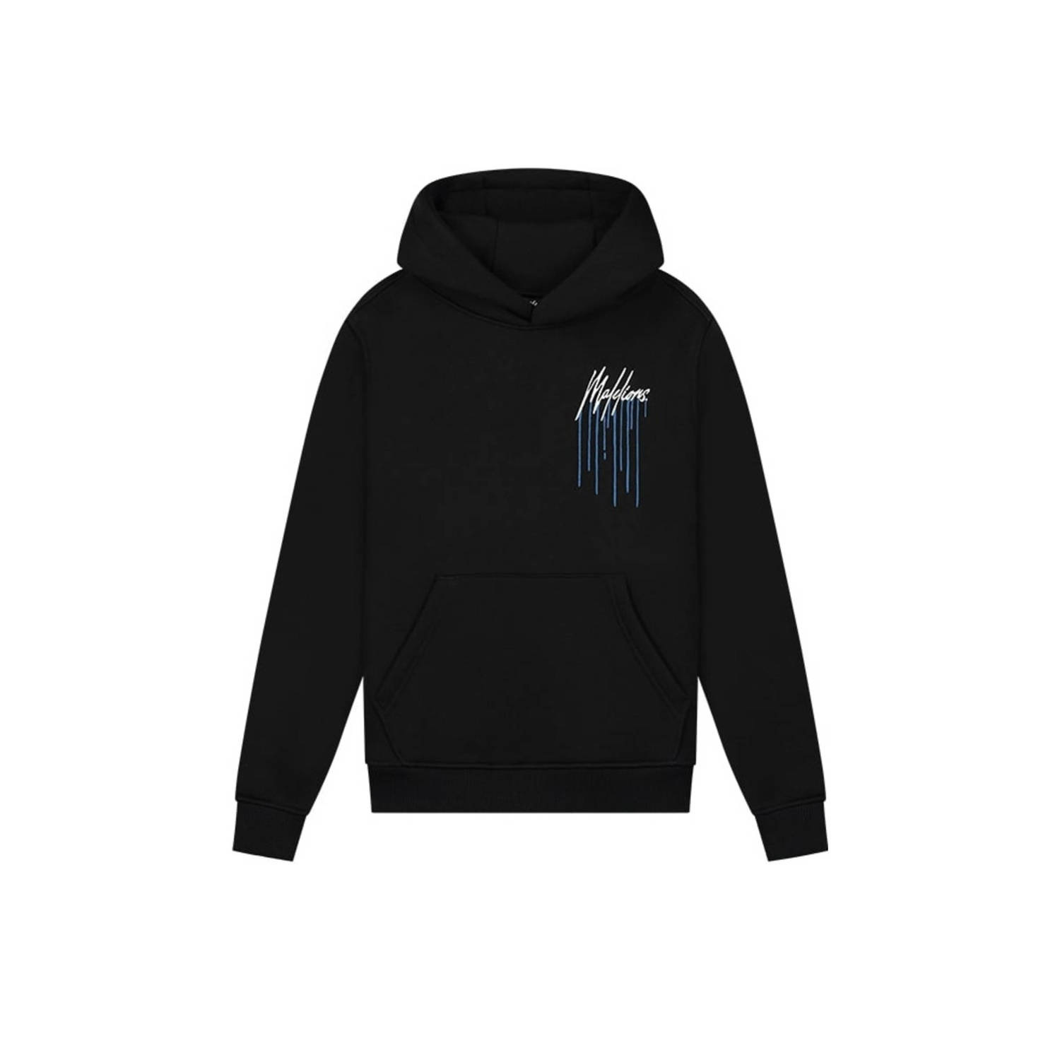 Malelions hoodie Painter met backprint zwart kobalt blauw Sweater Jongens Katoen Capuchon 140