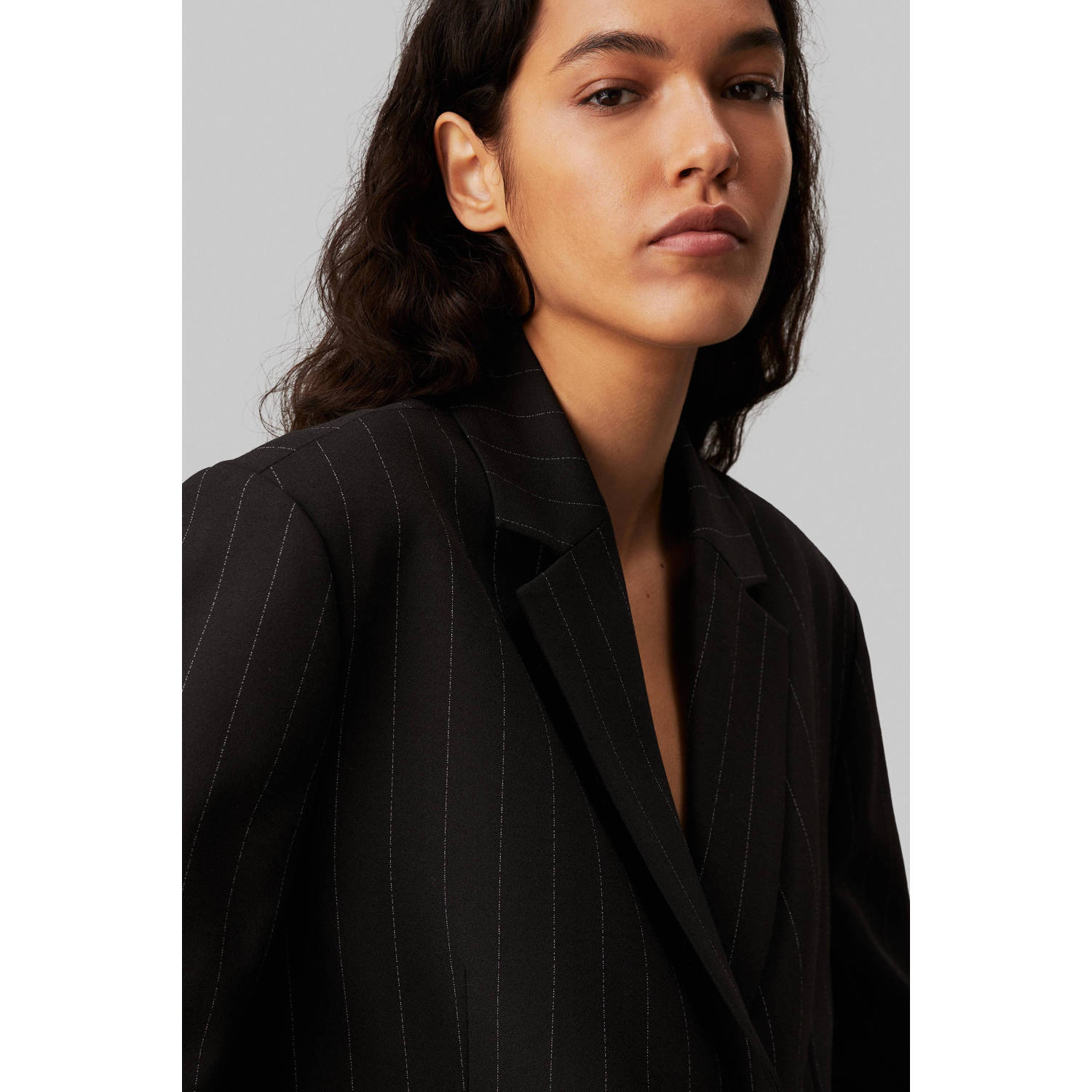 CALVIN KLEIN JEANS rechtvallende blazer met krijtstreep zwart wit