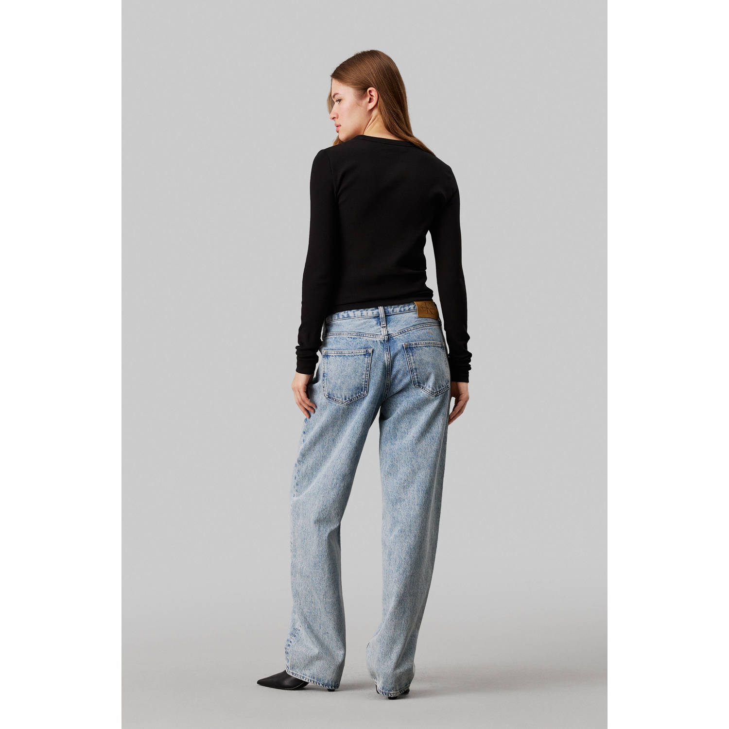 CALVIN KLEIN JEANS ribgebreide top zwart