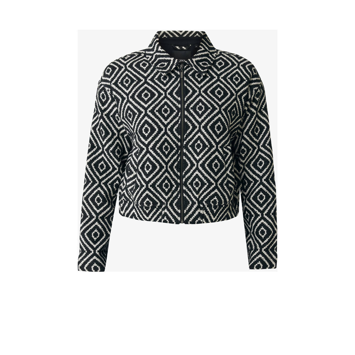 Mexx jas Zip front jacket met grafische print zwart beige