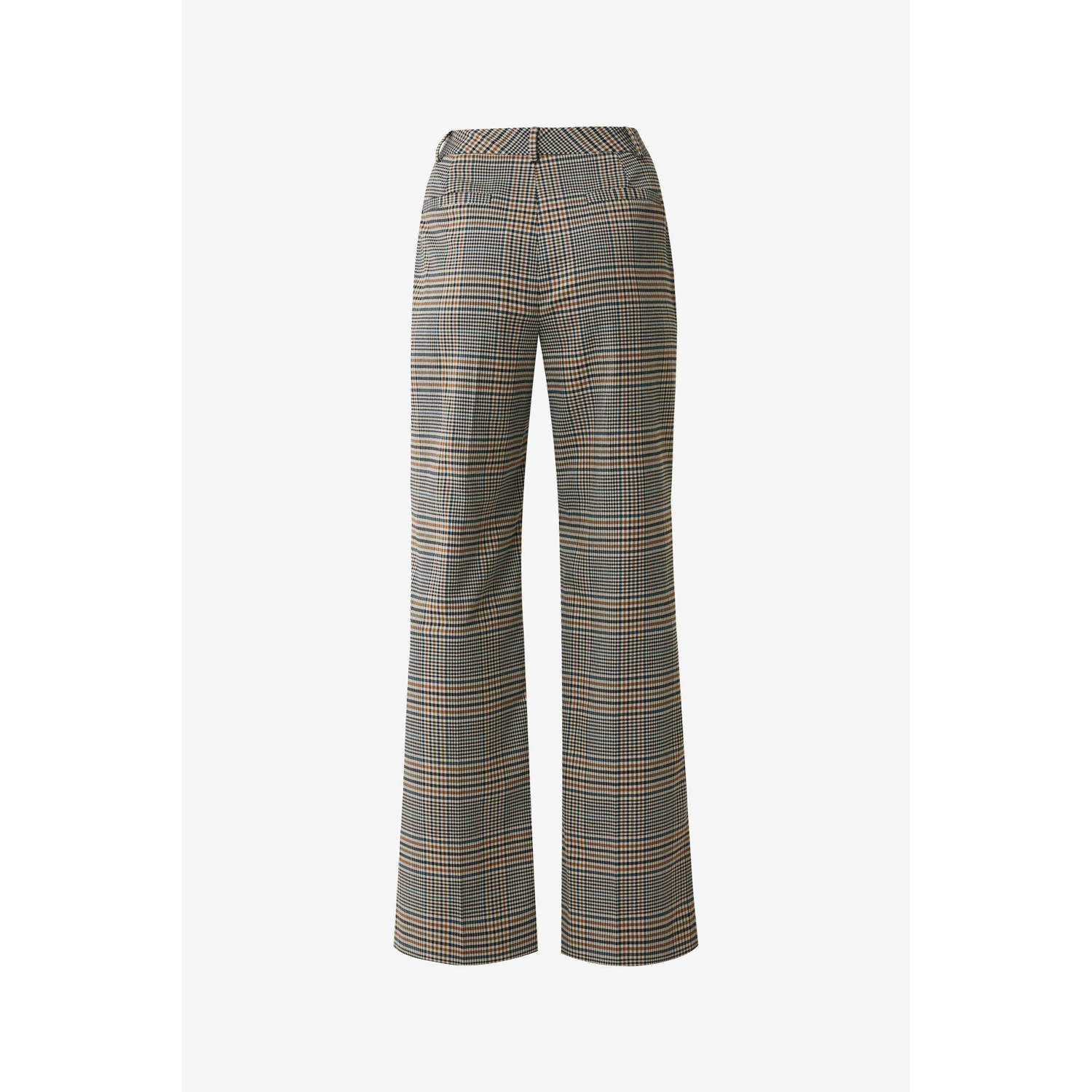 Mexx geruite flared broek Slim flared trousers in check grijs zwart bruin