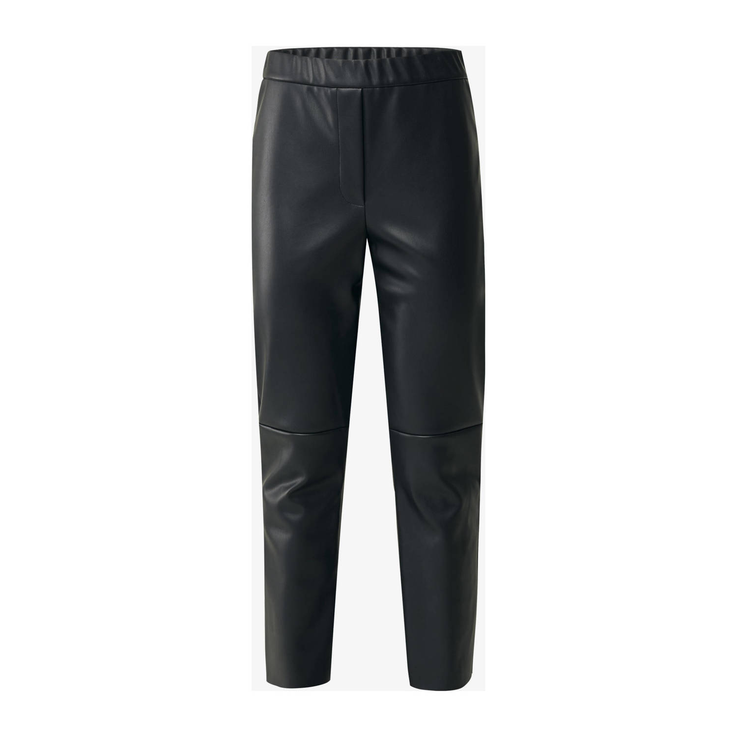 Mexx imitatieleren straight fit broek PU leather pants zwart