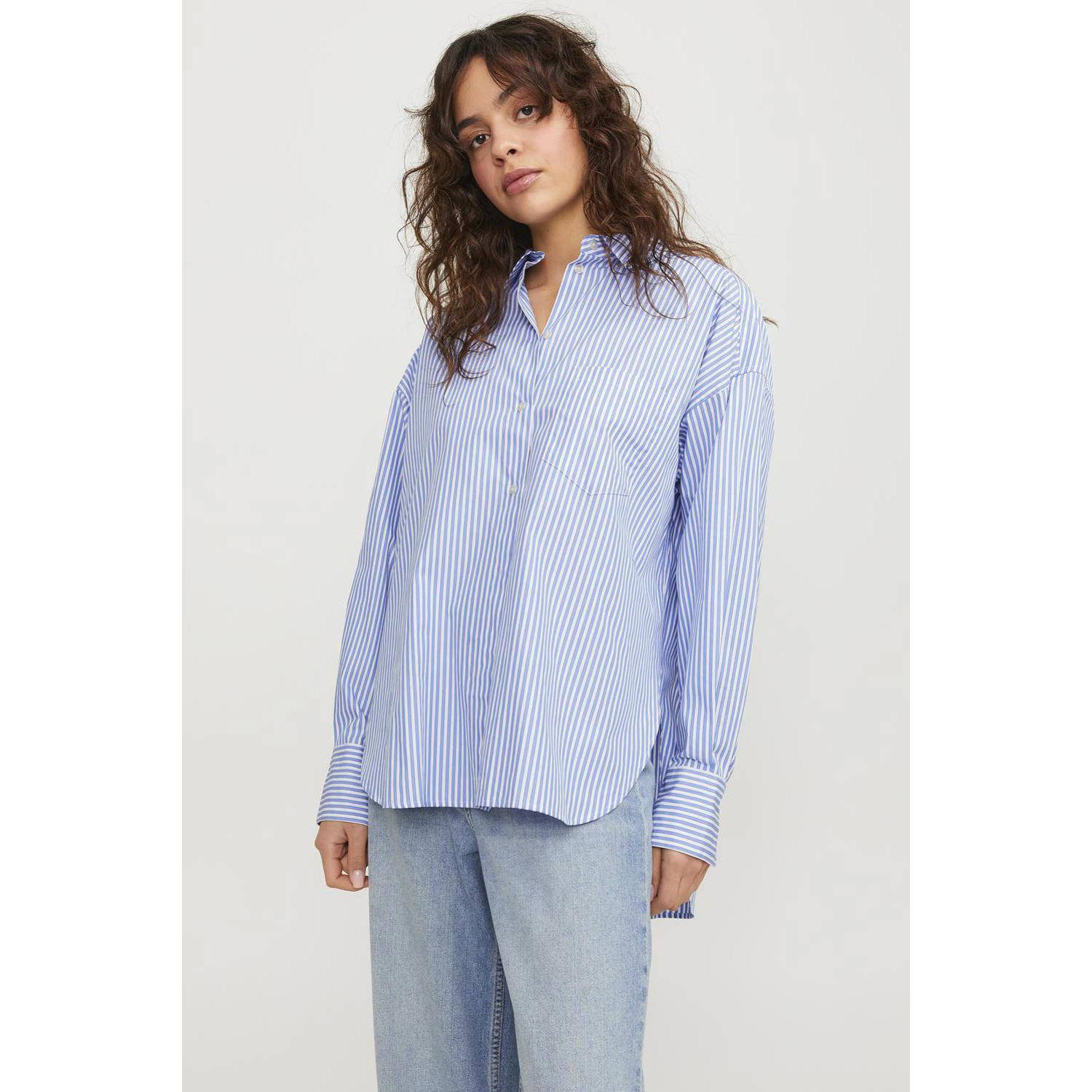 JJXX gestreepte blouse JXJAMIE blauw wit