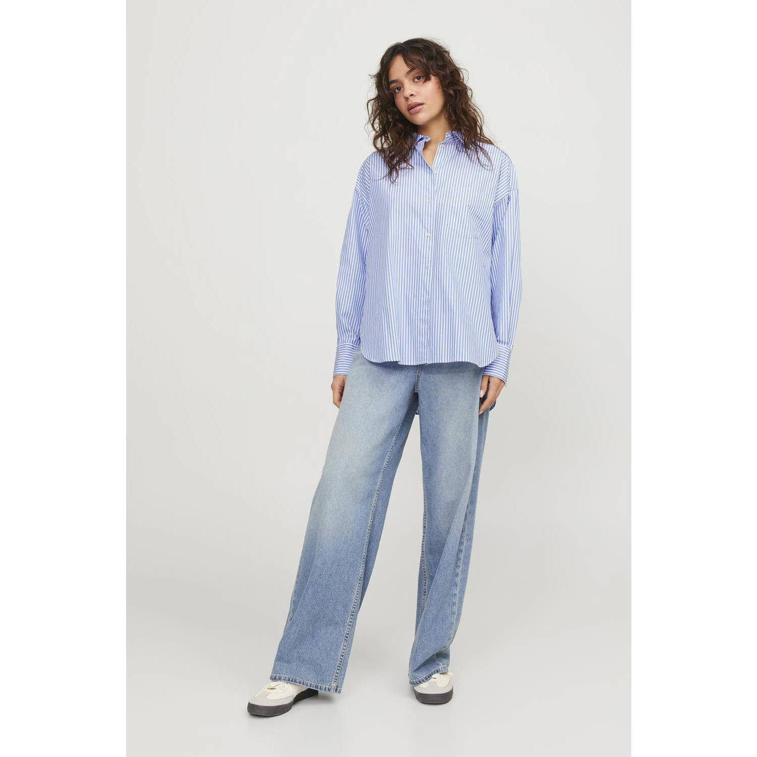 JJXX gestreepte blouse JXJAMIE blauw wit