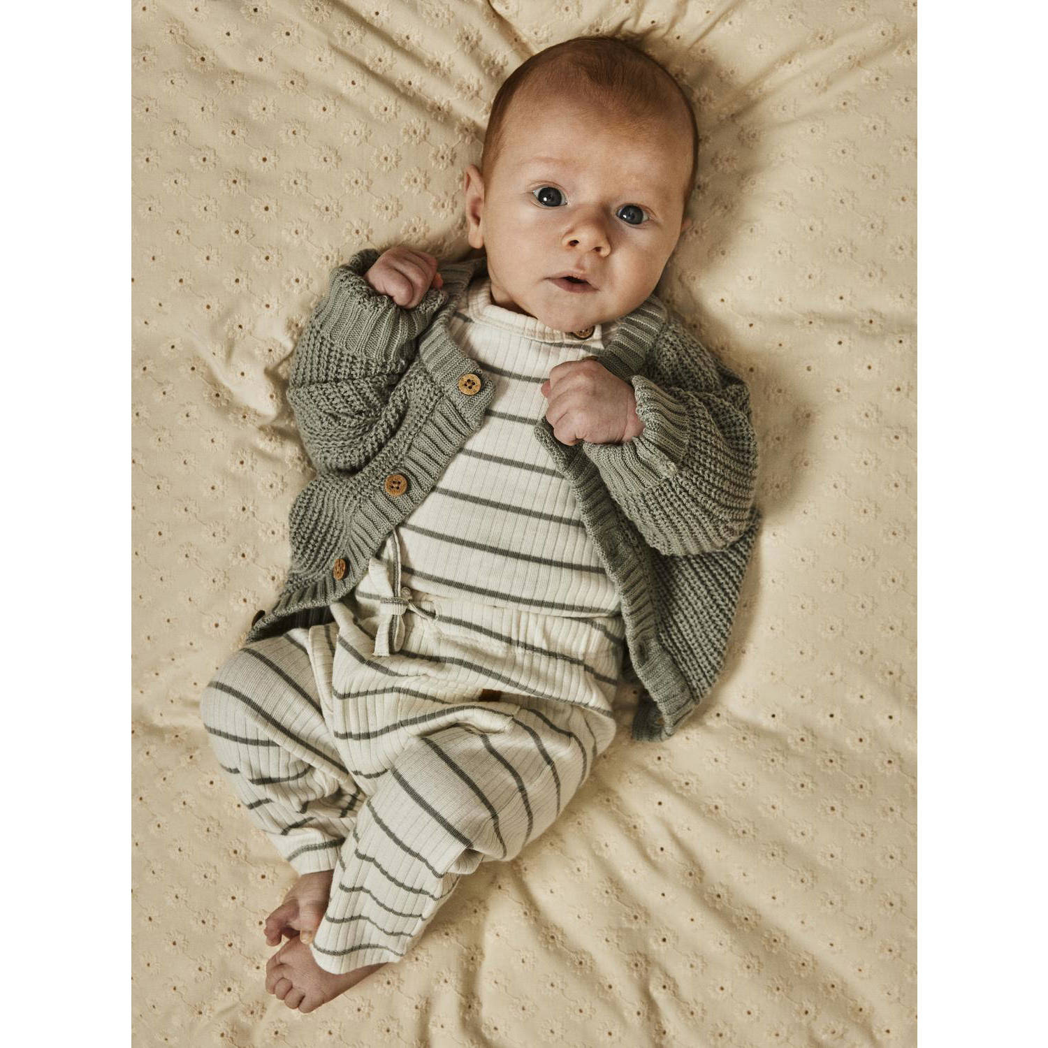 LIL' ATELIER BABY gestreepte romper NBMKAIL ecru grijs